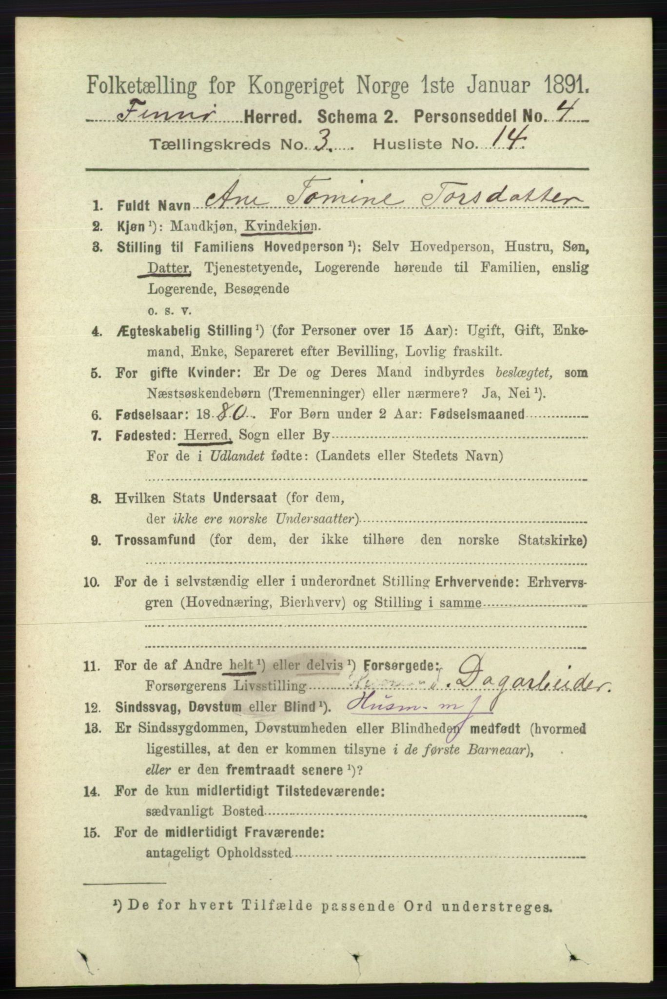 RA, 1891 census for 1141 Finnøy, 1891, p. 552