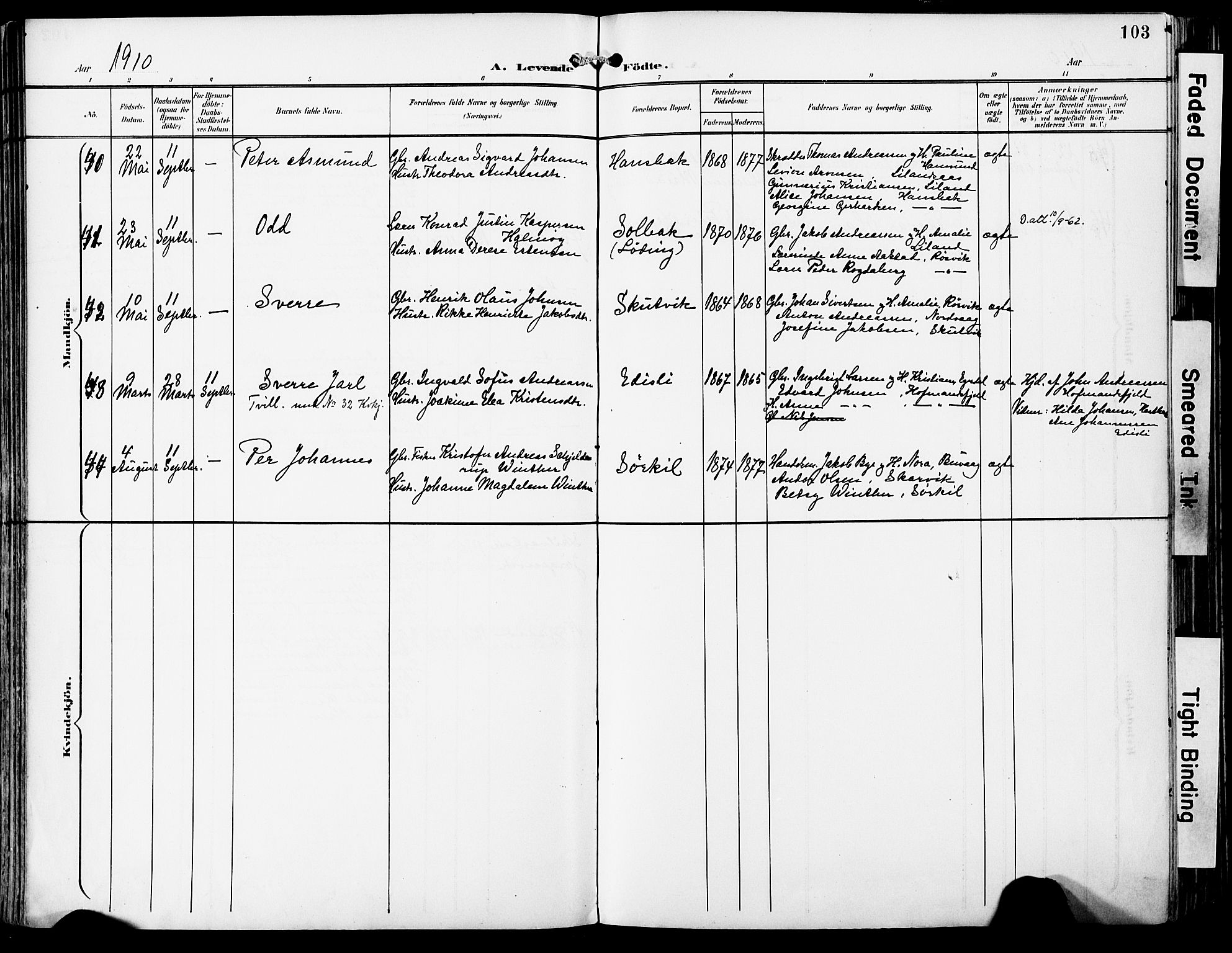 Ministerialprotokoller, klokkerbøker og fødselsregistre - Nordland, AV/SAT-A-1459/859/L0848: Parish register (official) no. 859A08, 1900-1912, p. 103