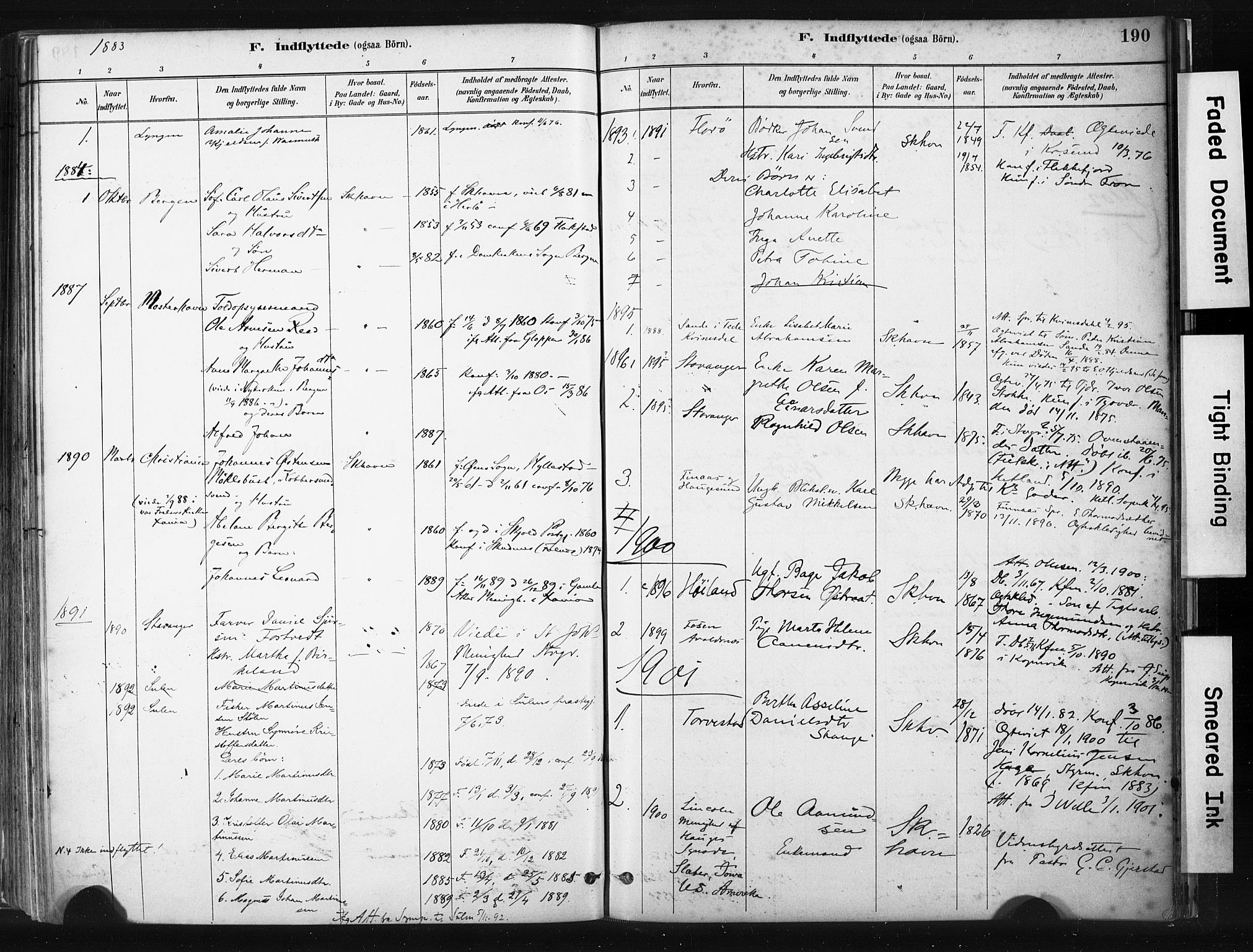 Skudenes sokneprestkontor, SAST/A -101849/H/Ha/Haa/L0008: Parish register (official) no. A 5, 1882-1912, p. 190