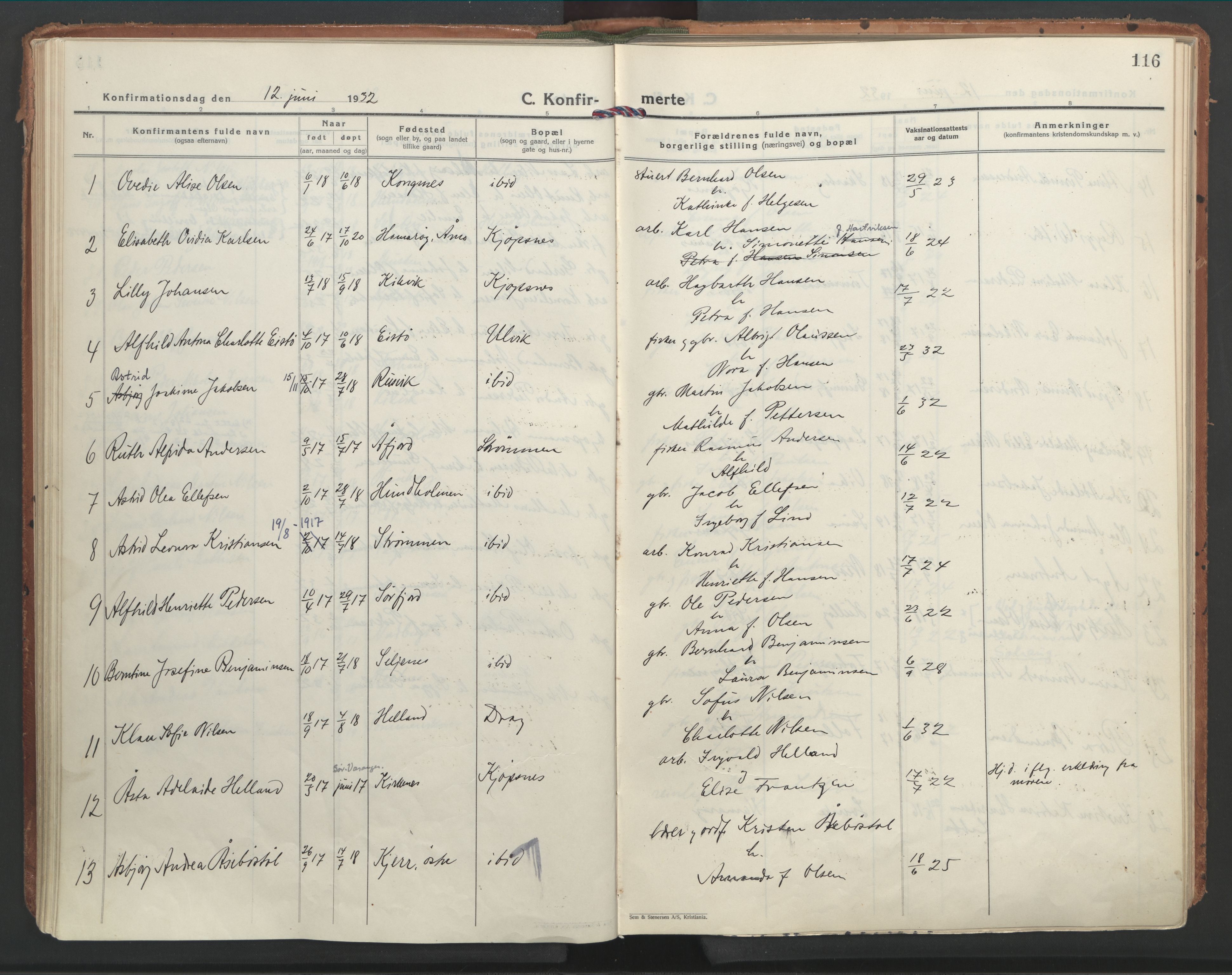 Ministerialprotokoller, klokkerbøker og fødselsregistre - Nordland, AV/SAT-A-1459/861/L0873: Parish register (official) no. 861A08, 1923-1932, p. 116