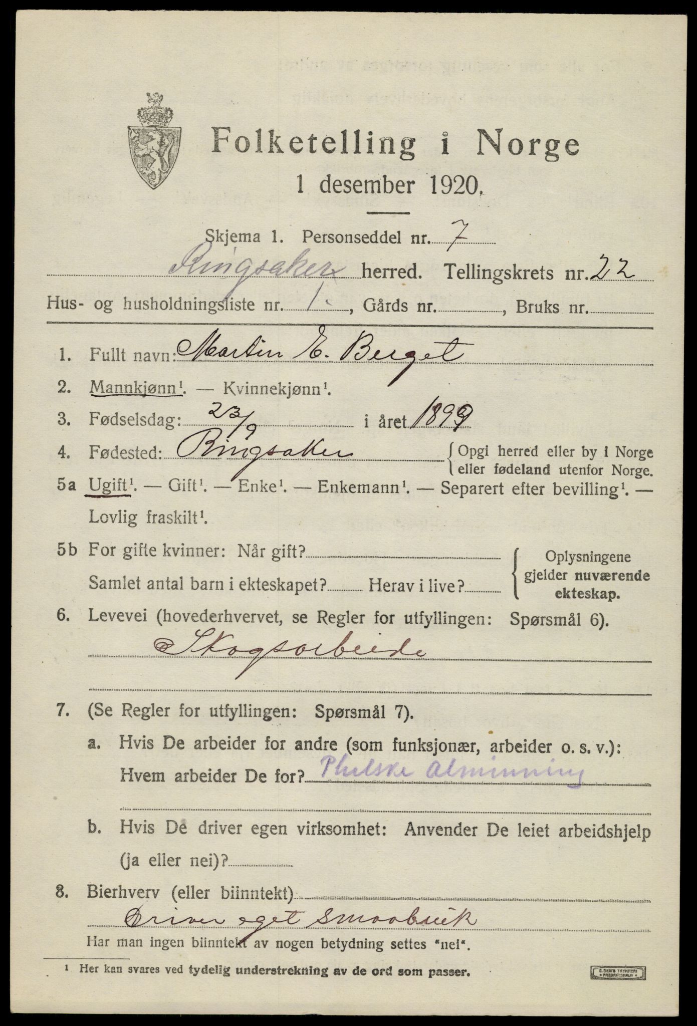 SAH, 1920 census for Ringsaker, 1920, p. 29630