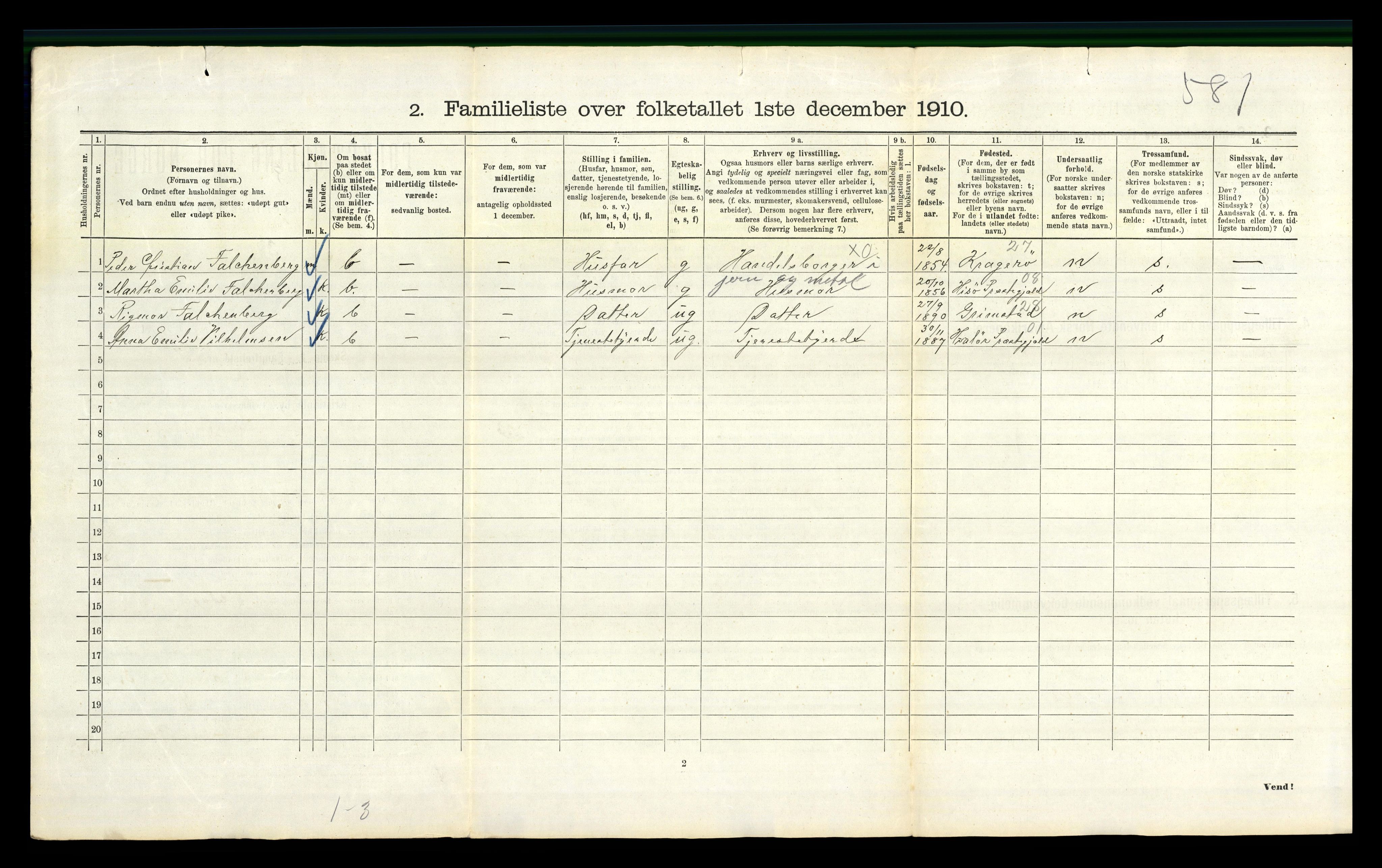 RA, 1910 census for Kristiania, 1910, p. 109542