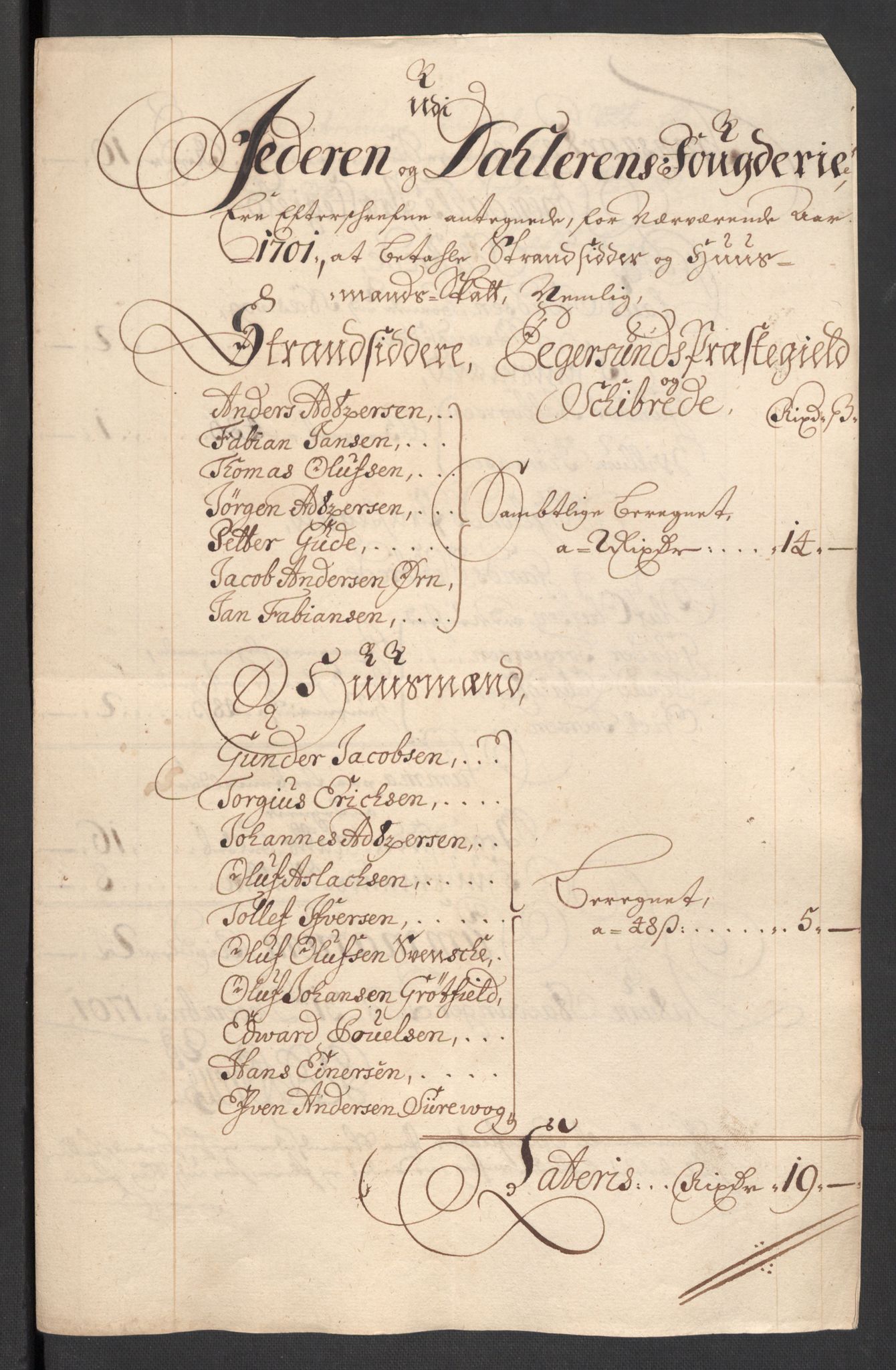 Rentekammeret inntil 1814, Reviderte regnskaper, Fogderegnskap, RA/EA-4092/R46/L2731: Fogderegnskap Jæren og Dalane, 1700-1702, p. 201