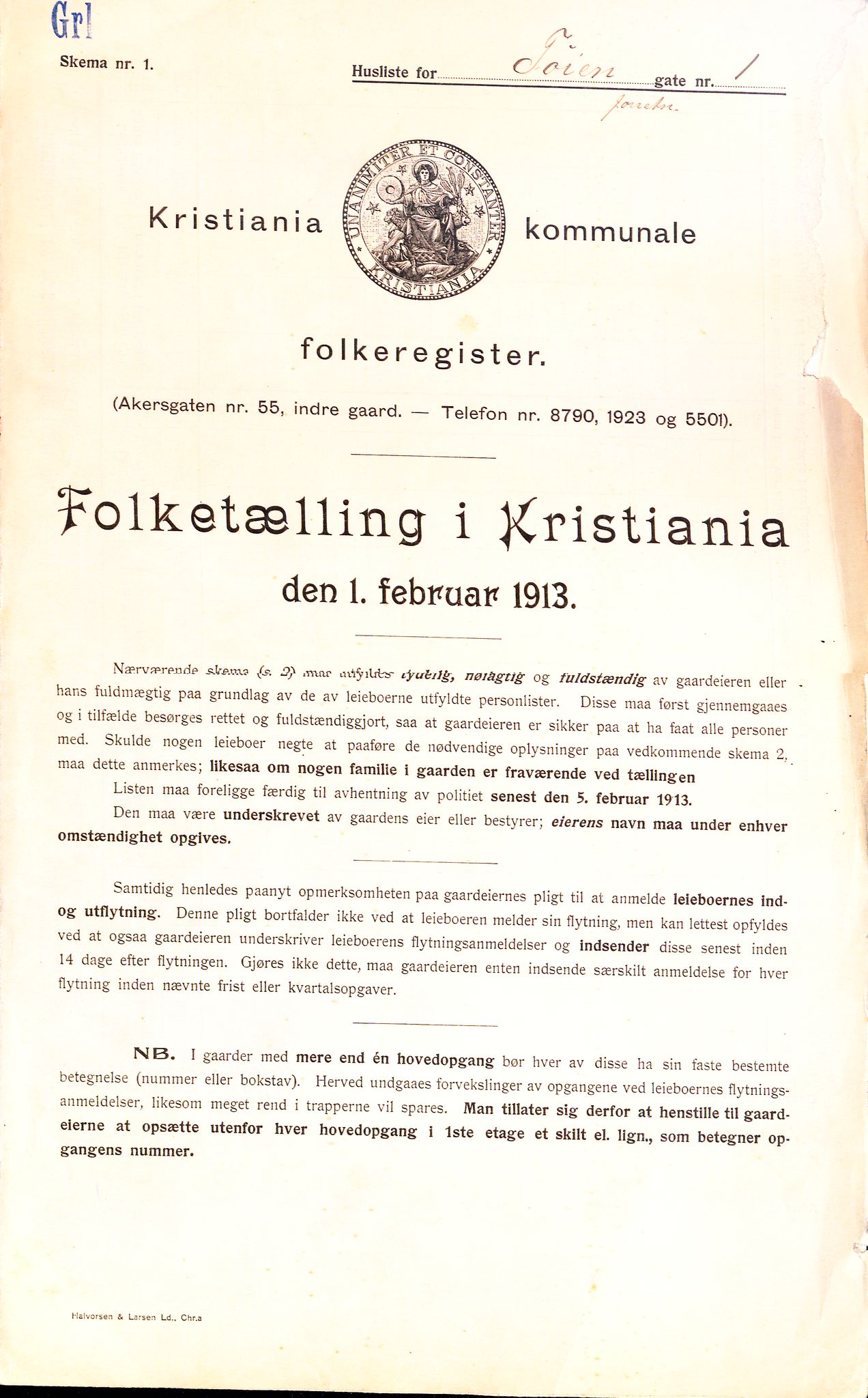 OBA, Municipal Census 1913 for Kristiania, 1913, p. 117478