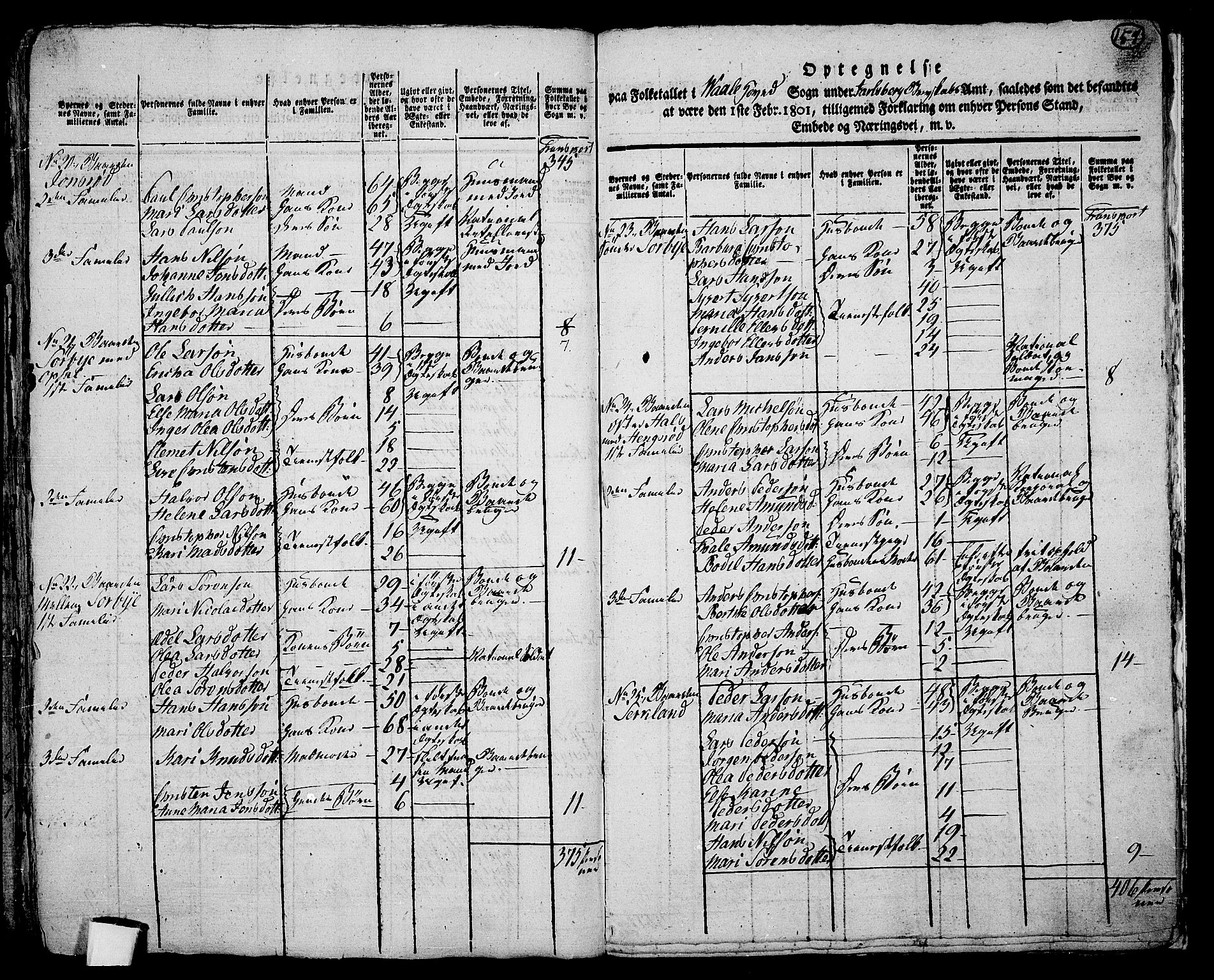 RA, 1801 census for 0716P Våle, 1801, p. 156b-157a