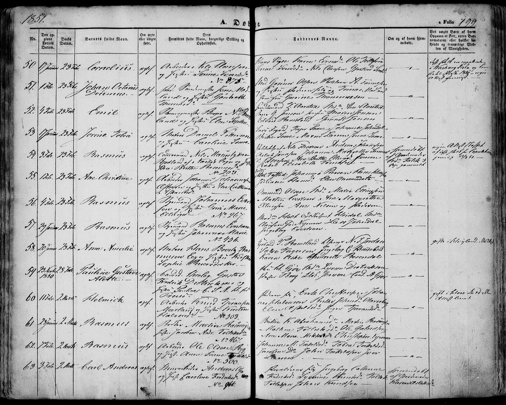 Domkirken sokneprestkontor, AV/SAST-A-101812/001/30/30BA/L0016: Parish register (official) no. A 15, 1844-1854, p. 199