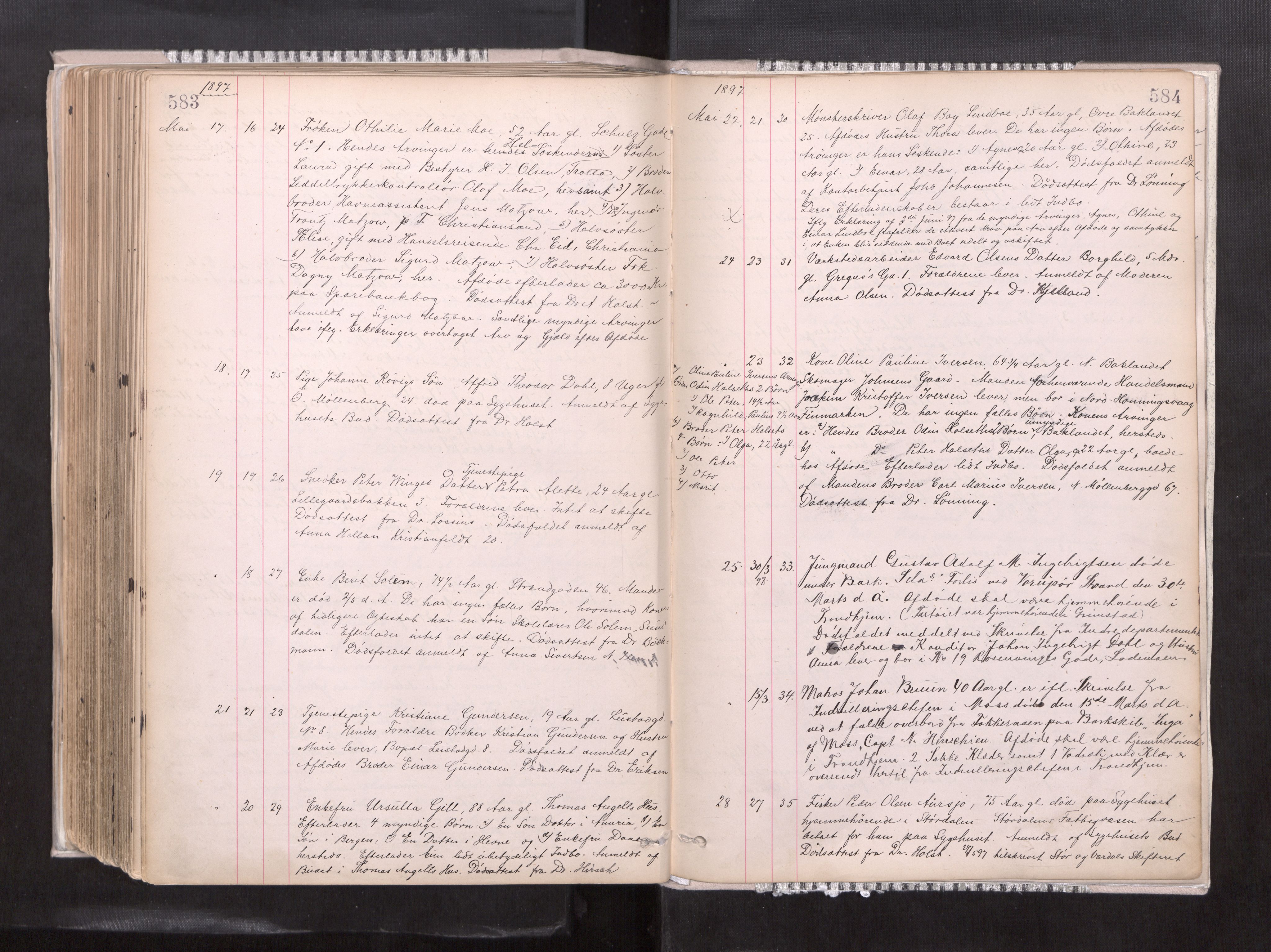 Trondheim byfogd, AV/SAT-A-0003/1/3/3L/L0004: Dødsanmeldelsesprotokoll, 1891-1897, p. 583-584