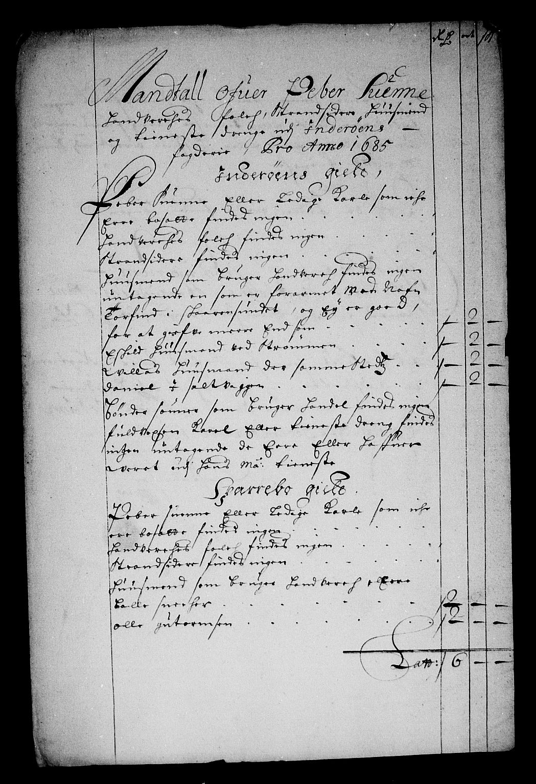 Rentekammeret inntil 1814, Reviderte regnskaper, Stiftamtstueregnskaper, Trondheim stiftamt og Nordland amt, RA/EA-6044/R/Rg/L0080: Trondheim stiftamt og Nordland amt, 1685