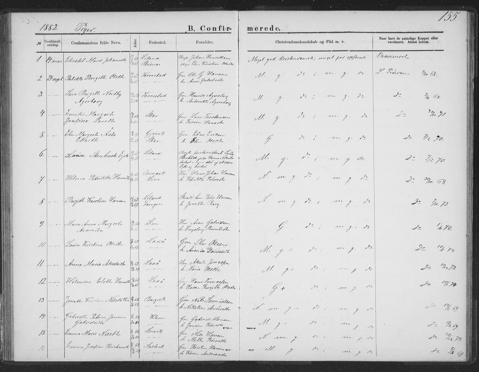 Ministerialprotokoller, klokkerbøker og fødselsregistre - Nordland, AV/SAT-A-1459/863/L0913: Parish register (copy) no. 863C03, 1877-1885, p. 155