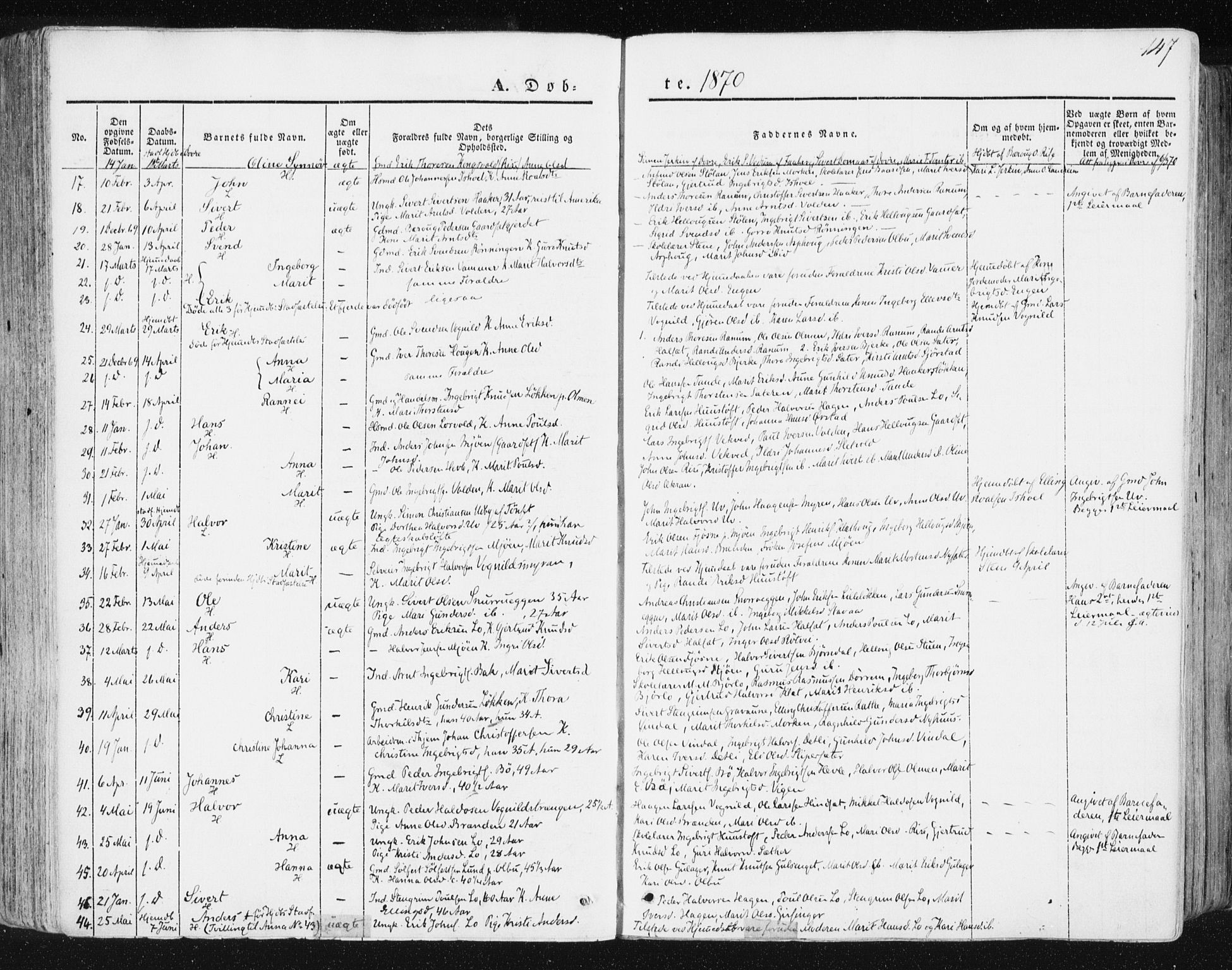 Ministerialprotokoller, klokkerbøker og fødselsregistre - Sør-Trøndelag, SAT/A-1456/678/L0899: Parish register (official) no. 678A08, 1848-1872, p. 147