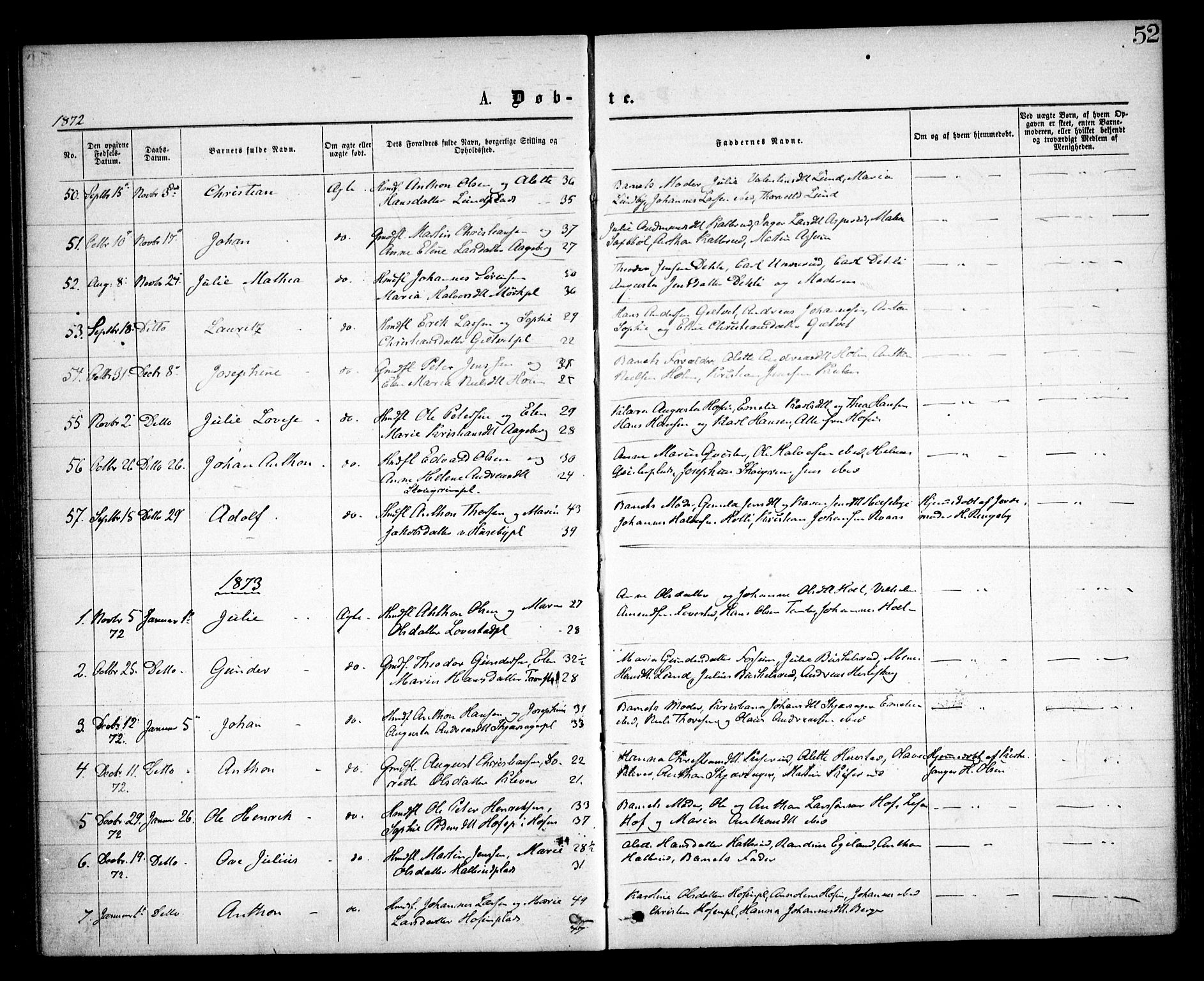 Spydeberg prestekontor Kirkebøker, AV/SAO-A-10924/F/Fa/L0006: Parish register (official) no. I 6, 1863-1874, p. 52