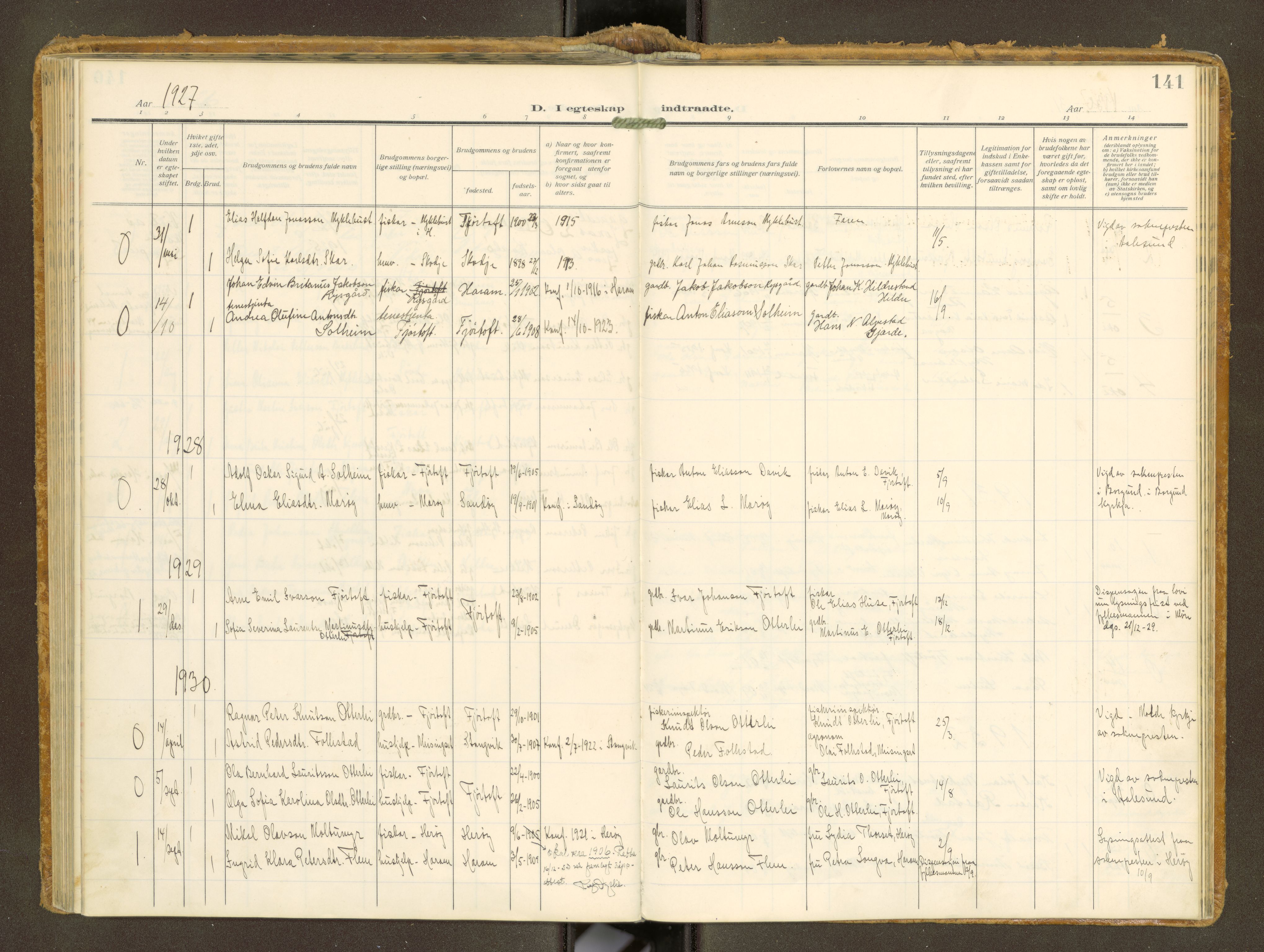 Ministerialprotokoller, klokkerbøker og fødselsregistre - Møre og Romsdal, AV/SAT-A-1454/538/L0528: Parish register (official) no. 538A--, 1911-1935, p. 141