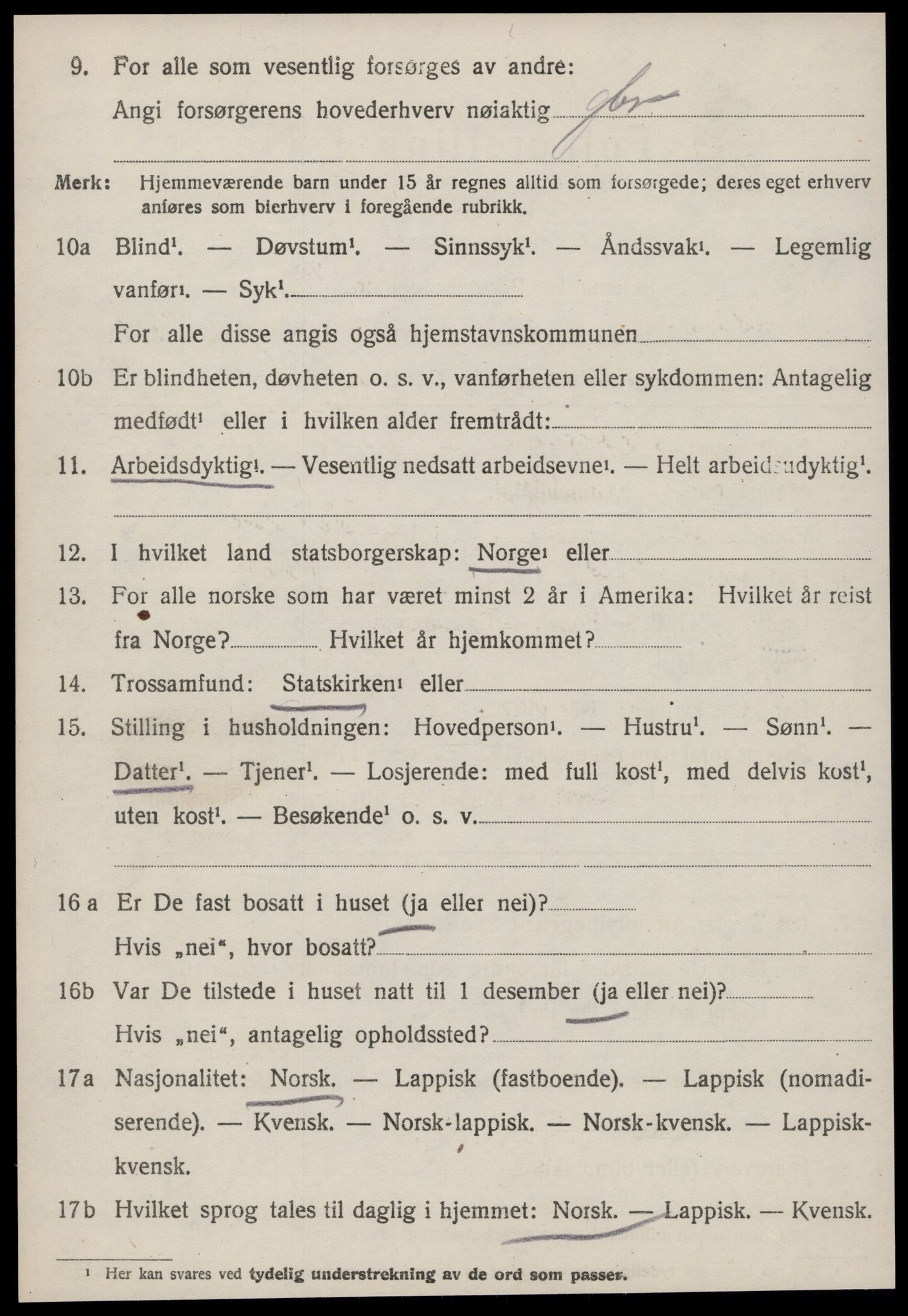 SAT, 1920 census for Lensvik, 1920, p. 931