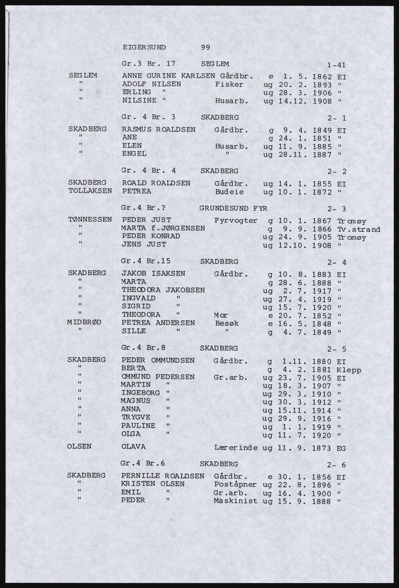 SAST, Copy of 1920 census for Dalane, 1920, p. 547