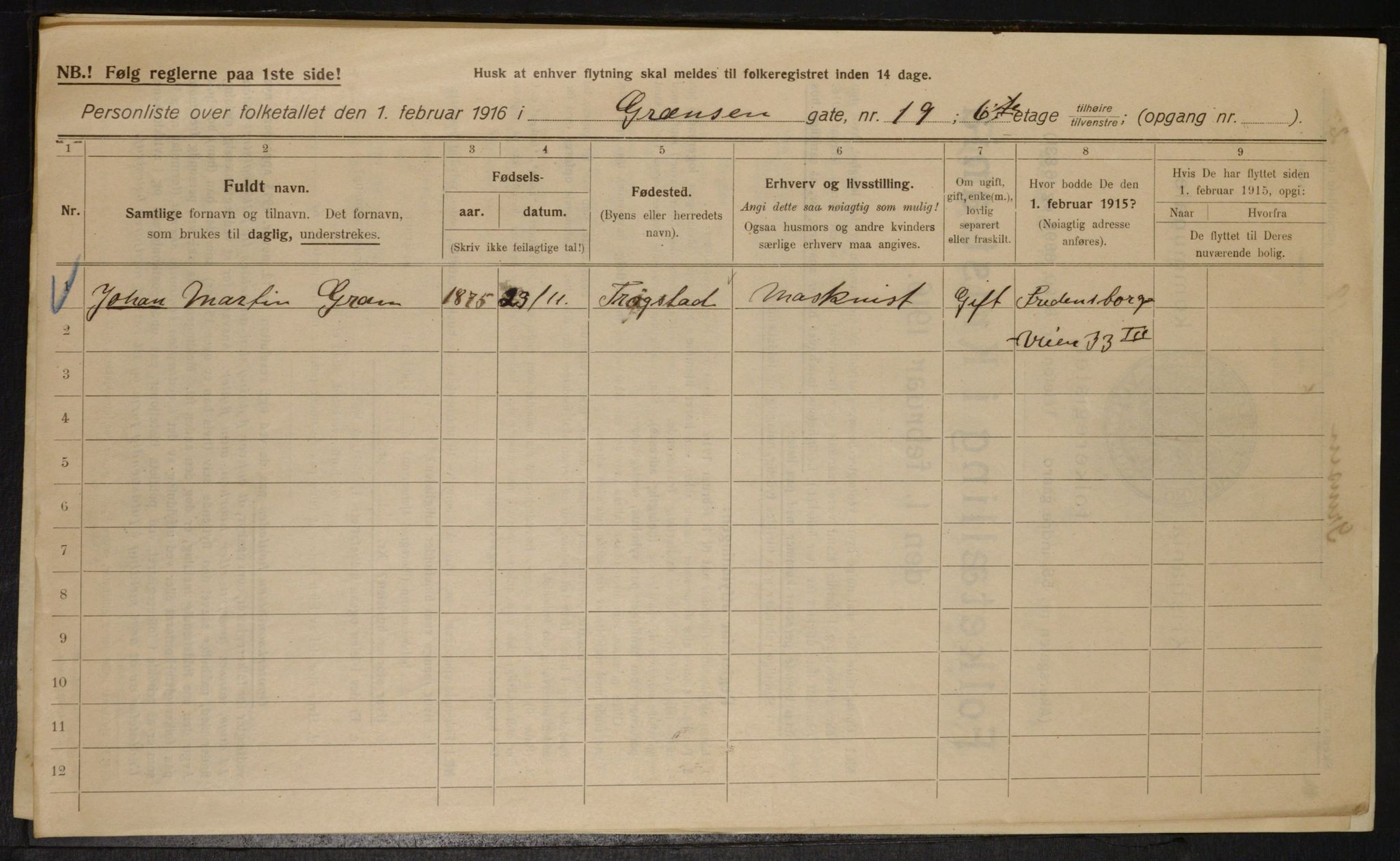 OBA, Municipal Census 1916 for Kristiania, 1916, p. 30436