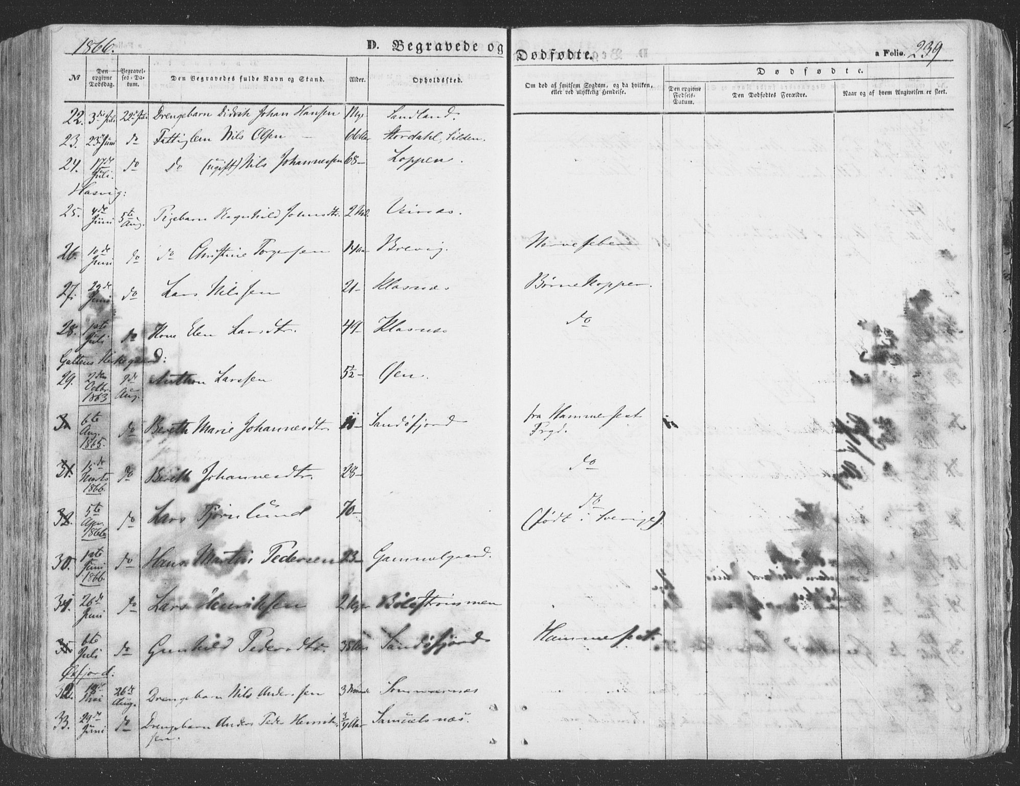 Loppa sokneprestkontor, SATØ/S-1339/H/Ha/L0004kirke: Parish register (official) no. 4, 1849-1868, p. 239