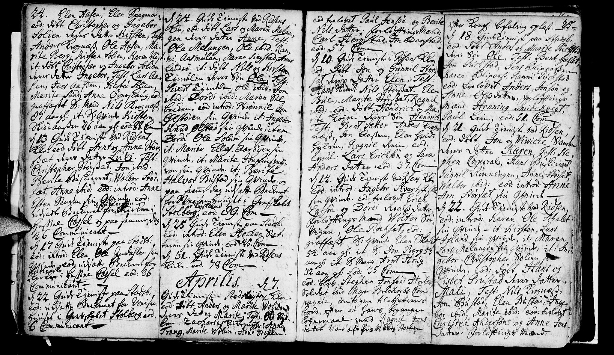 Ministerialprotokoller, klokkerbøker og fødselsregistre - Sør-Trøndelag, SAT/A-1456/646/L0604: Parish register (official) no. 646A02, 1735-1750, p. 24-25