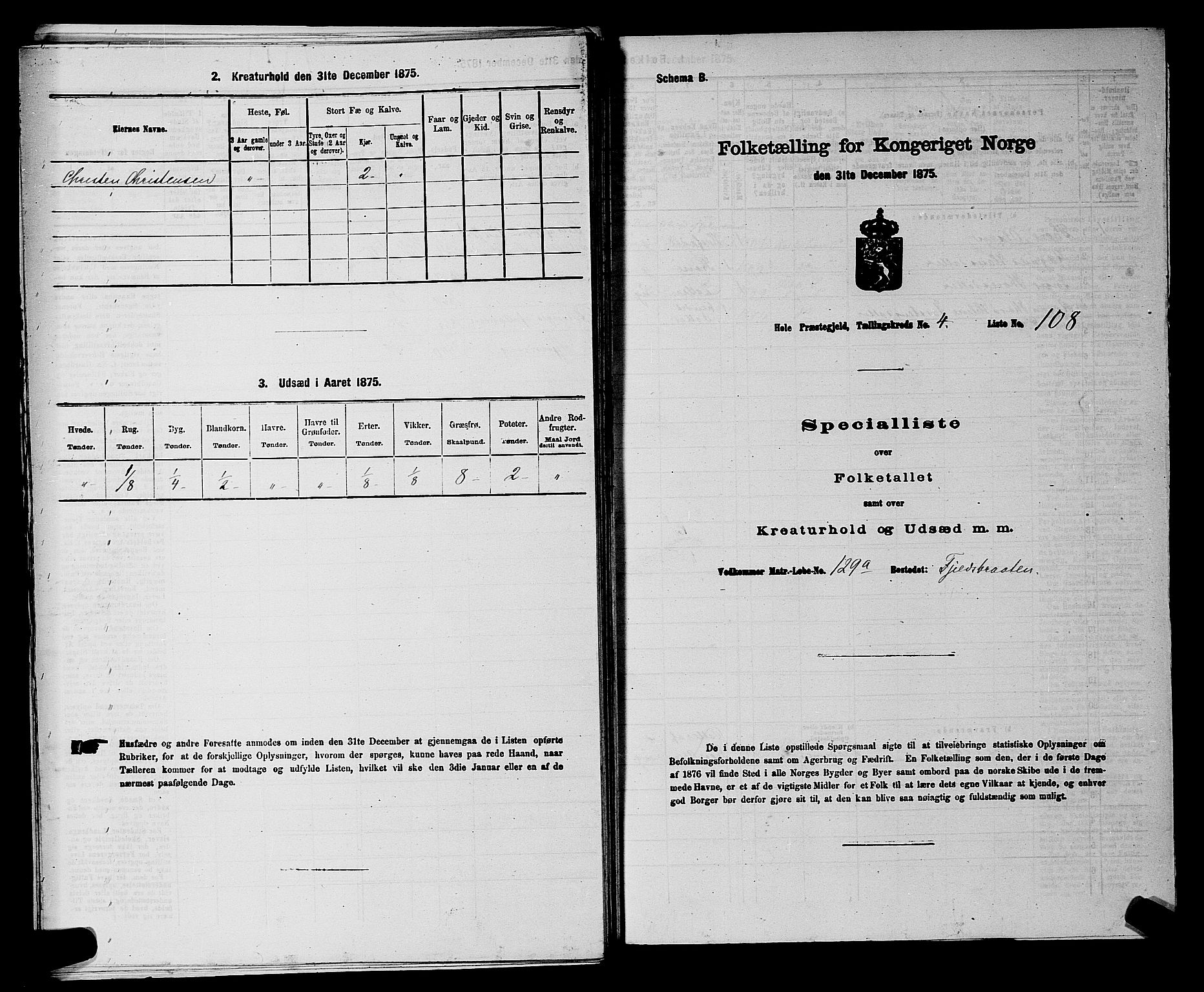 SAKO, 1875 census for 0612P Hole, 1875, p. 853