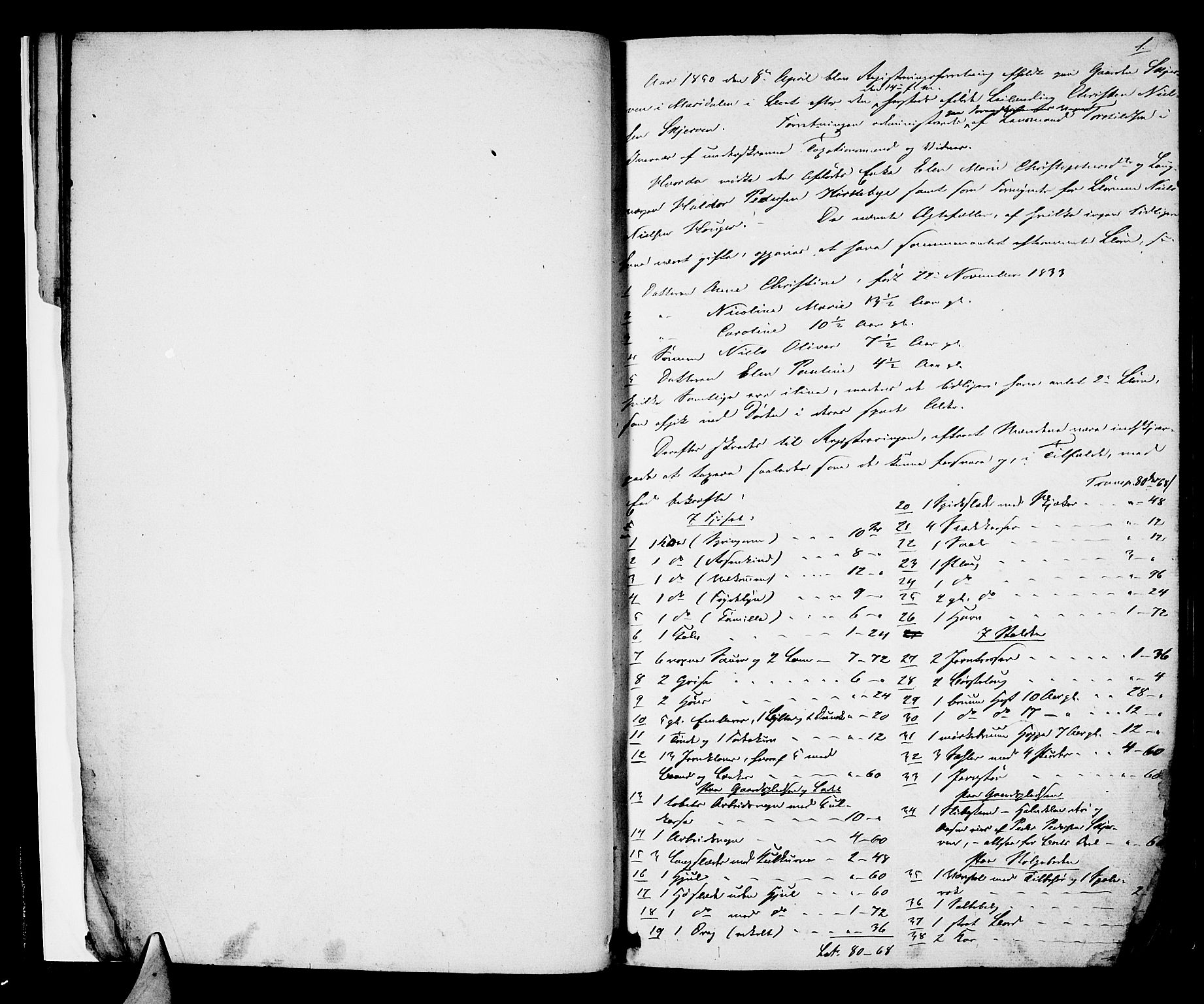 Aker sorenskriveri, SAO/A-10895/H/Hc/Hca/L0004: Skifteregistreringsprotokoll - Vestre Aker, 1840-1880, p. 0b-1a