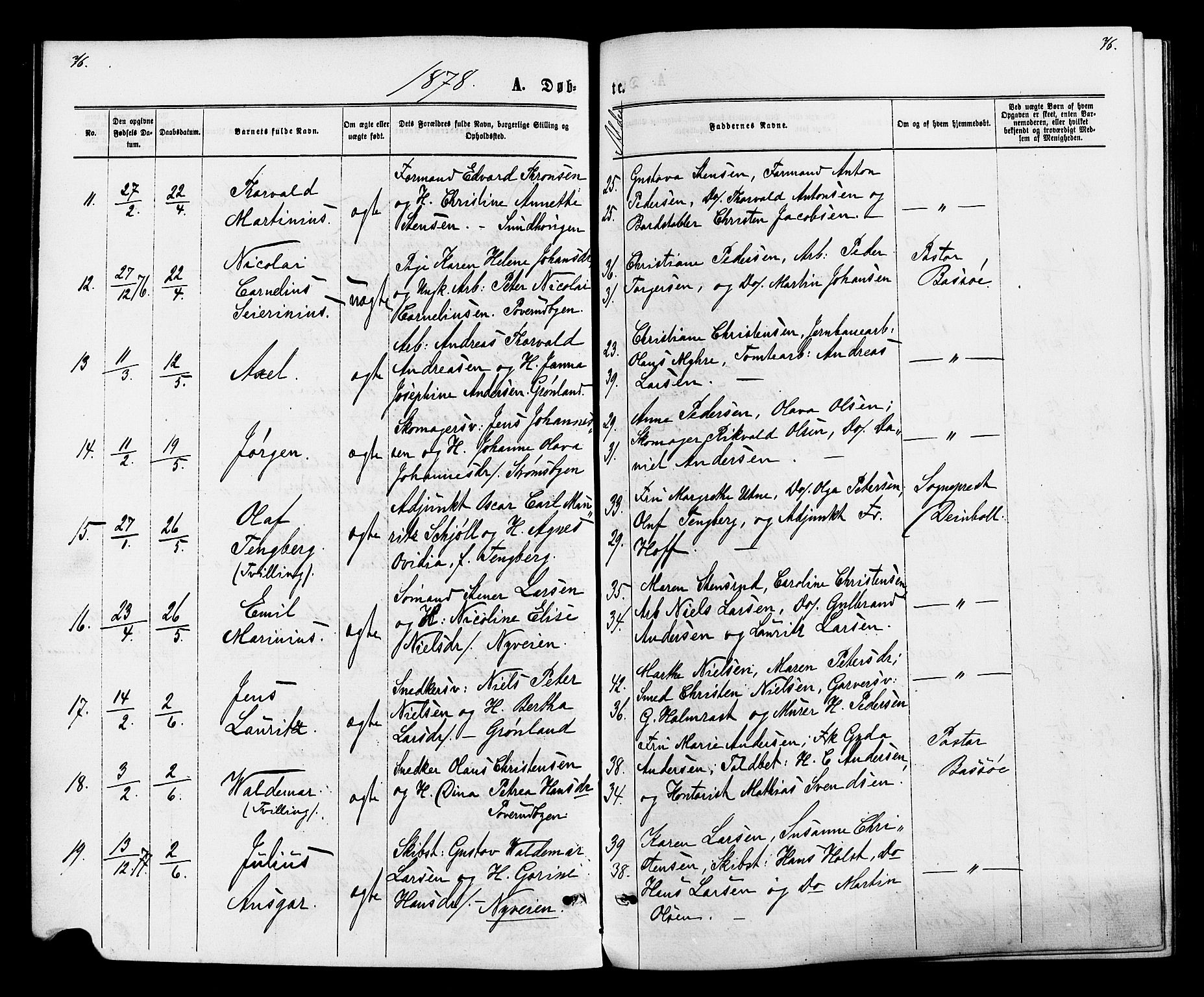 Strømsø kirkebøker, SAKO/A-246/F/Fa/L0020: Parish register (official) no. I 20, 1870-1878, p. 76
