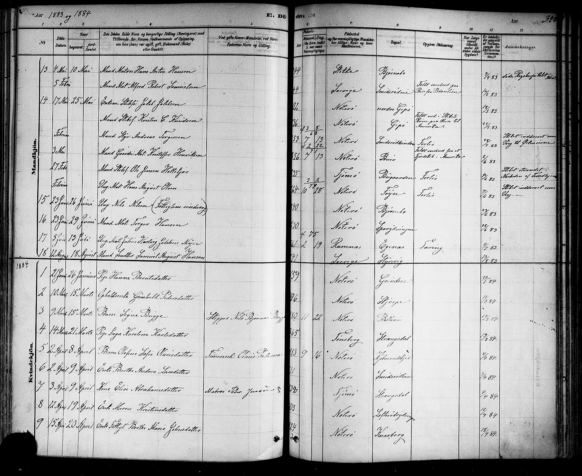 Nøtterøy kirkebøker, AV/SAKO-A-354/F/Fa/L0008: Parish register (official) no. I 8, 1878-1893, p. 340