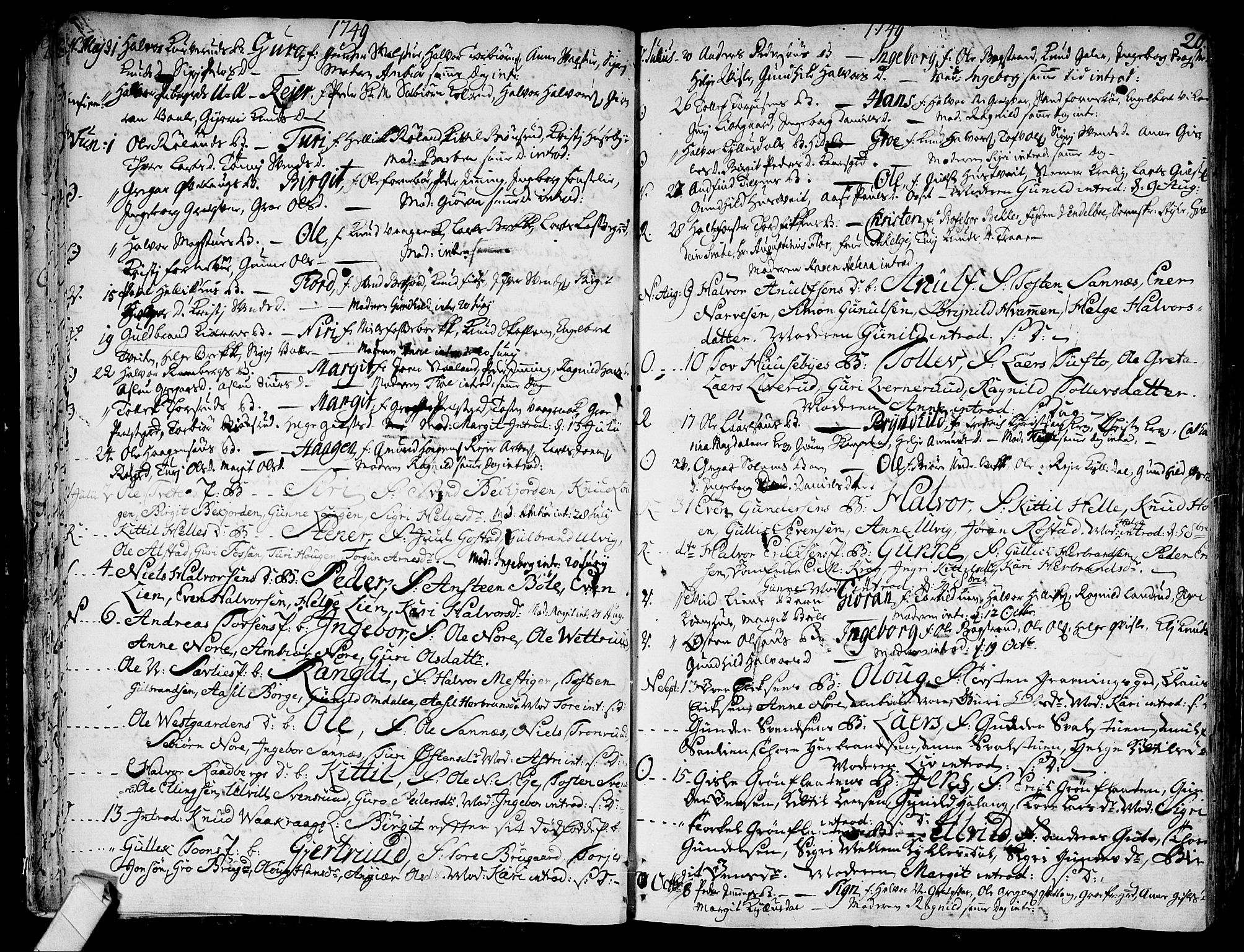 Rollag kirkebøker, SAKO/A-240/F/Fa/L0003: Parish register (official) no. I 3, 1743-1778, p. 20