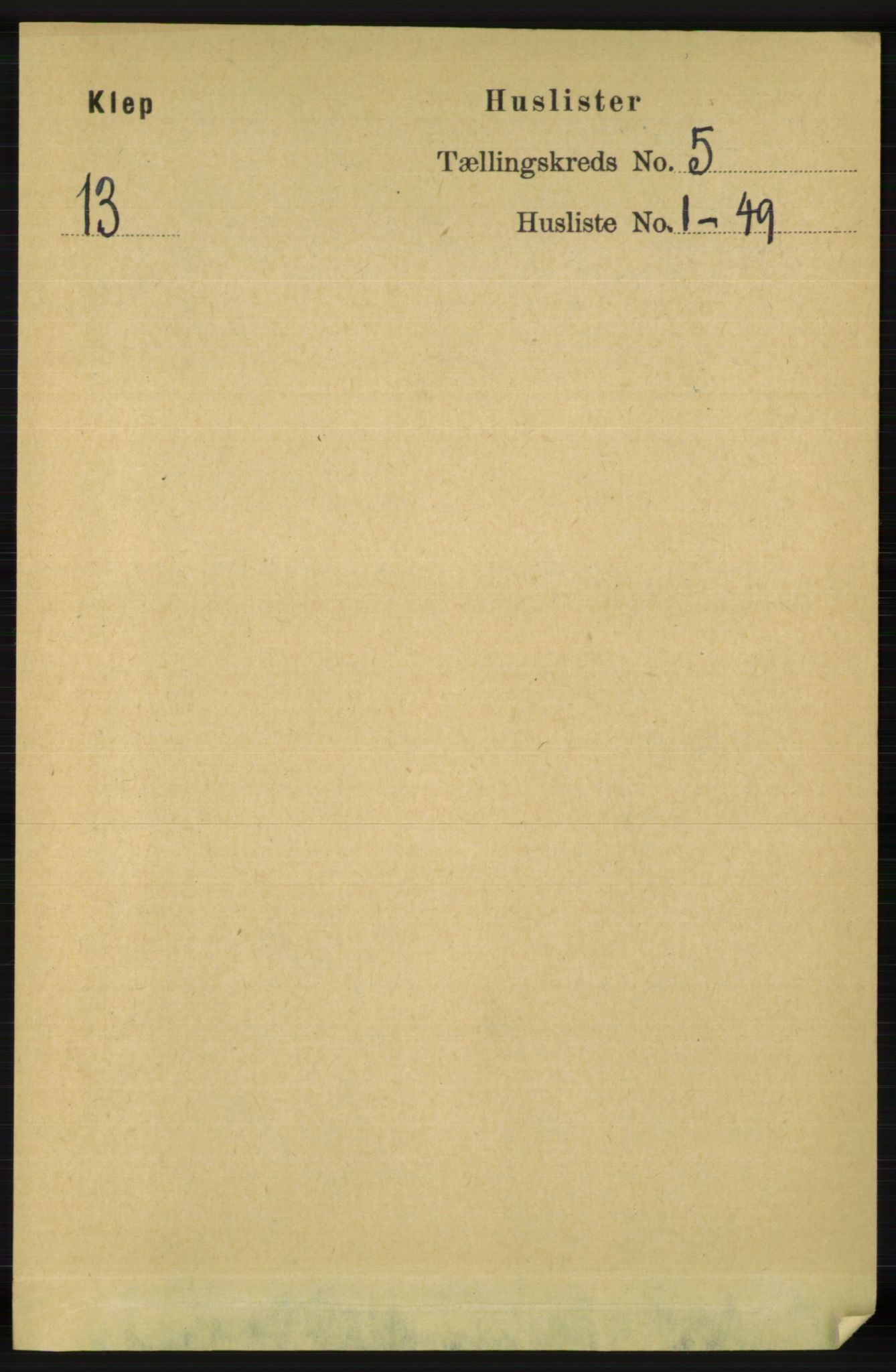 RA, 1891 census for 1120 Klepp, 1891, p. 1288