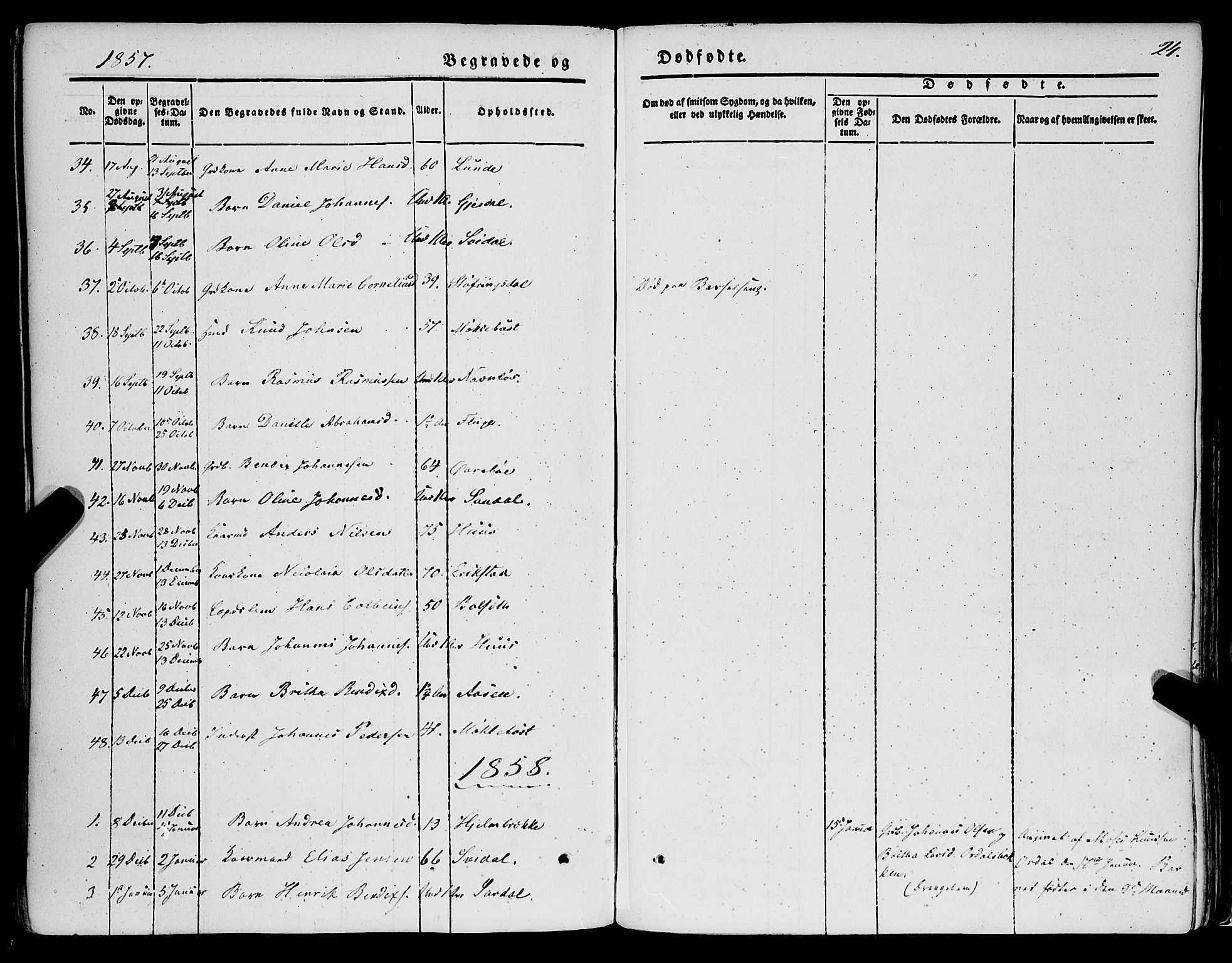 Jølster sokneprestembete, SAB/A-80701/H/Haa/Haaa/L0010: Parish register (official) no. A 10, 1847-1865, p. 24