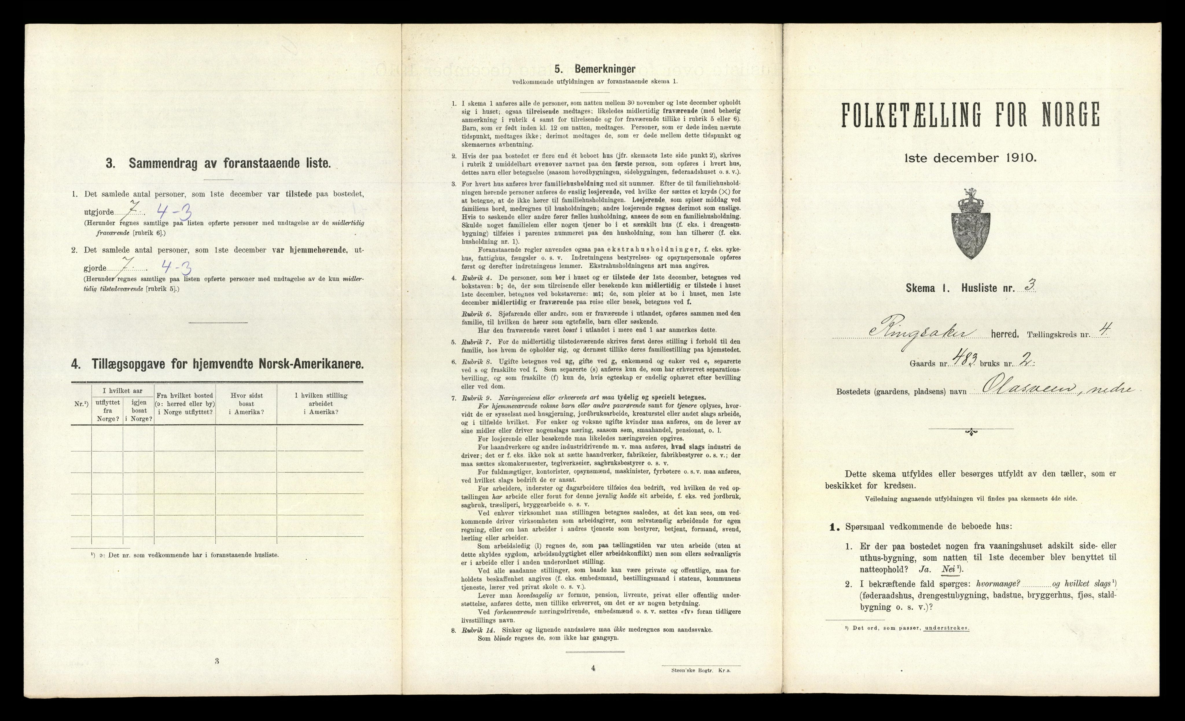RA, 1910 census for Ringsaker, 1910, p. 479