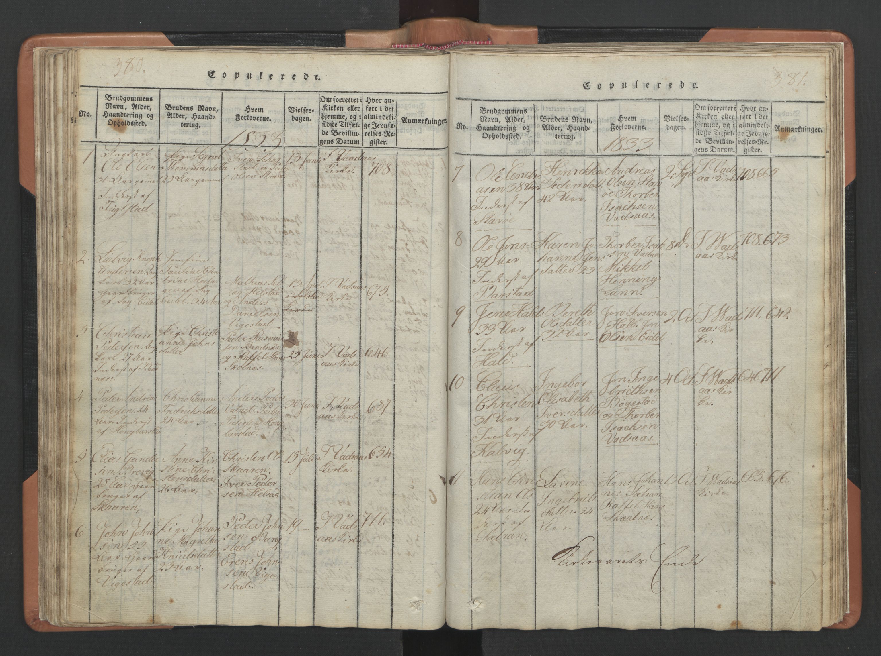 Ministerialprotokoller, klokkerbøker og fødselsregistre - Nordland, AV/SAT-A-1459/810/L0157: Parish register (copy) no. 810C01, 1819-1842, p. 380-381