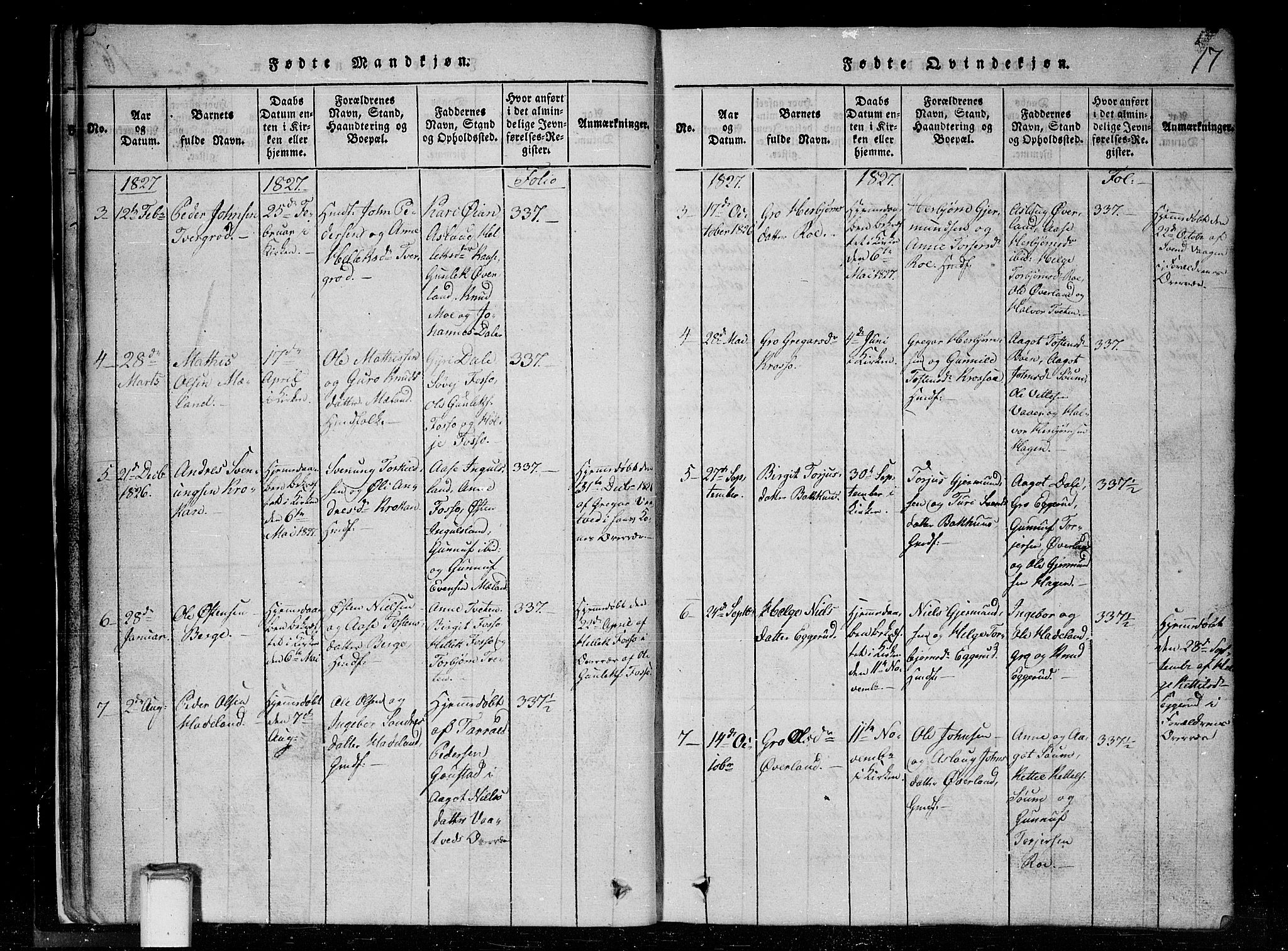 Tinn kirkebøker, SAKO/A-308/G/Gc/L0001: Parish register (copy) no. III 1, 1815-1879, p. 17