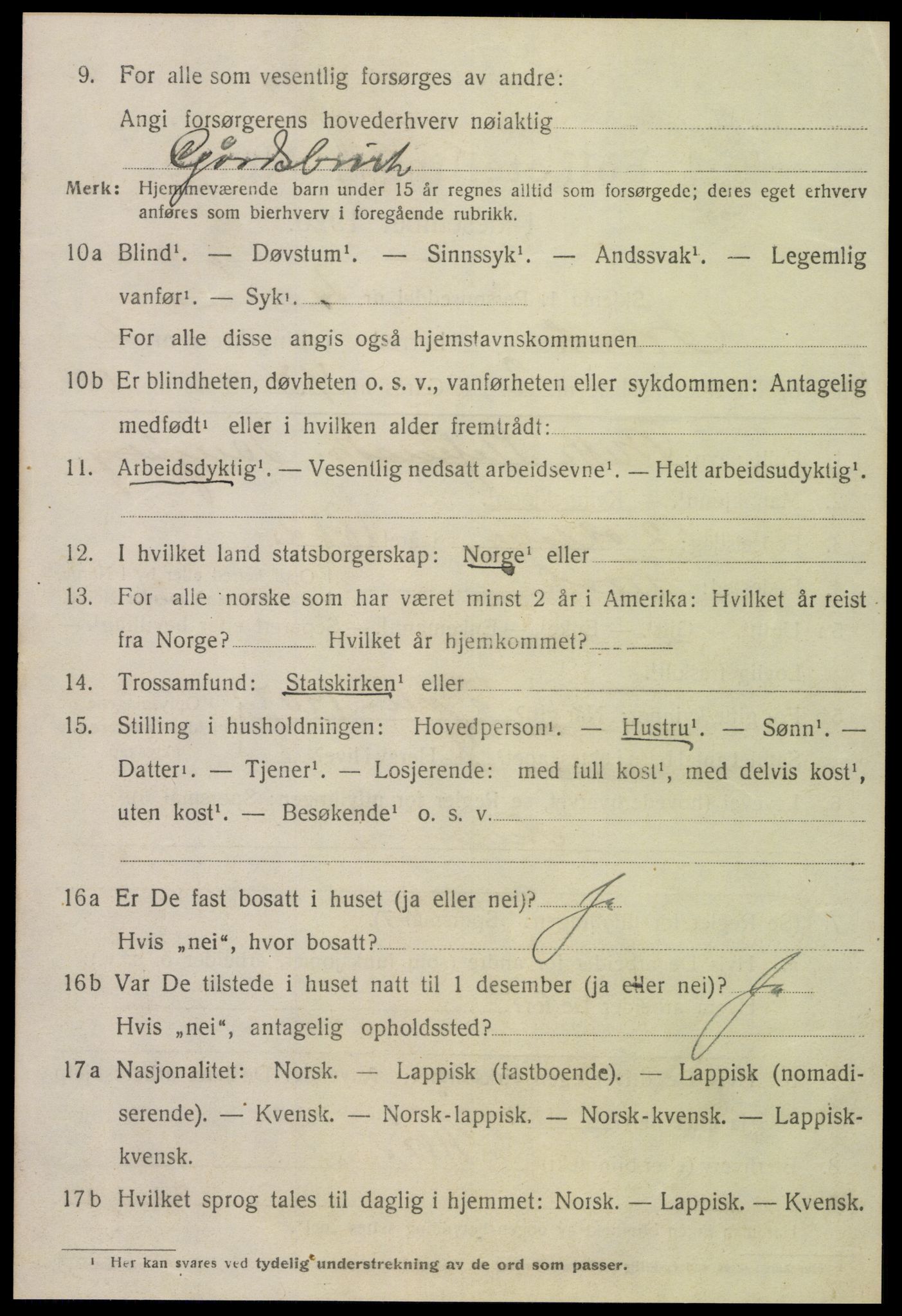 SAT, 1920 census for Frosta, 1920, p. 2337