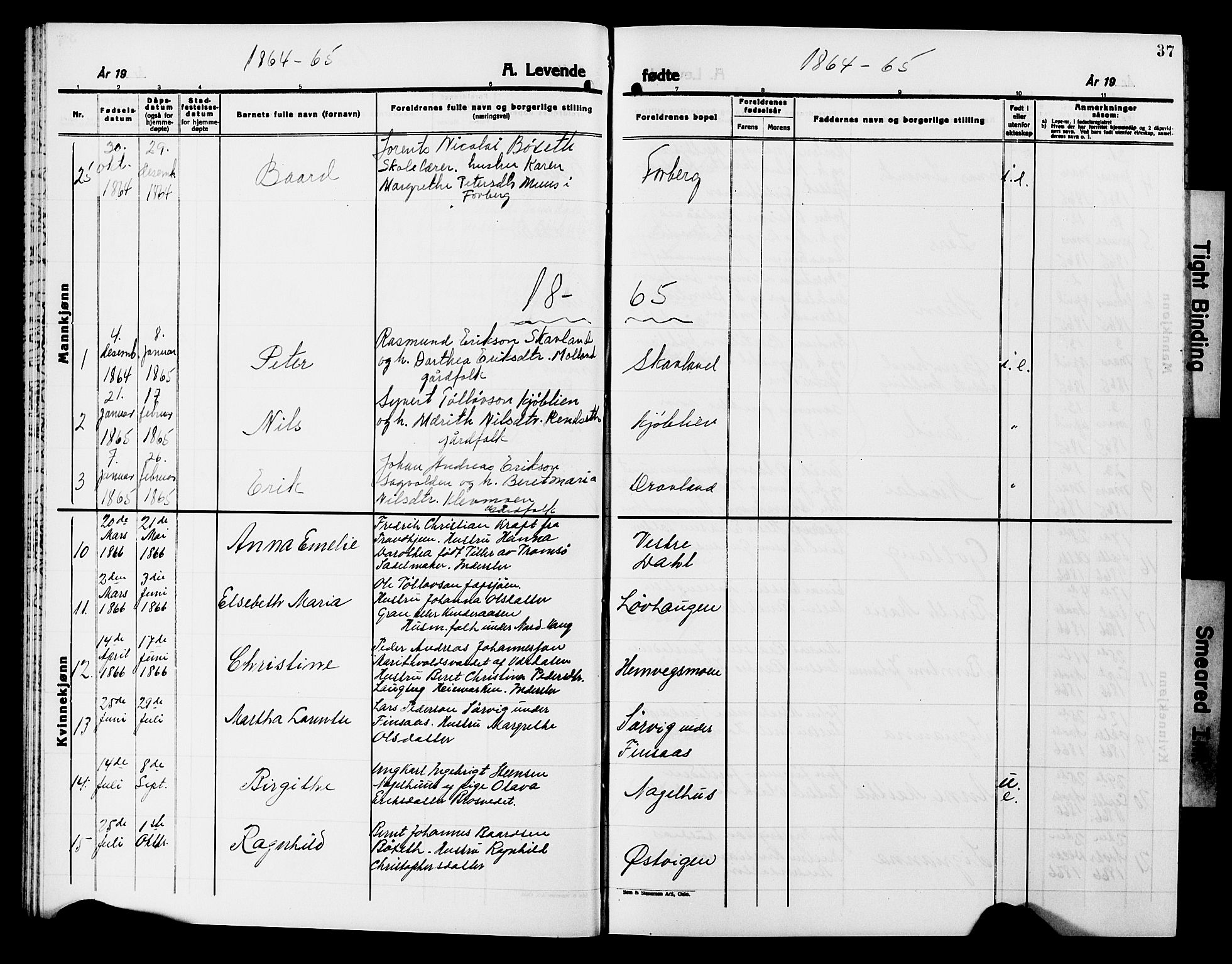 Ministerialprotokoller, klokkerbøker og fødselsregistre - Nord-Trøndelag, AV/SAT-A-1458/749/L0485: Parish register (official) no. 749D01, 1857-1872, p. 37