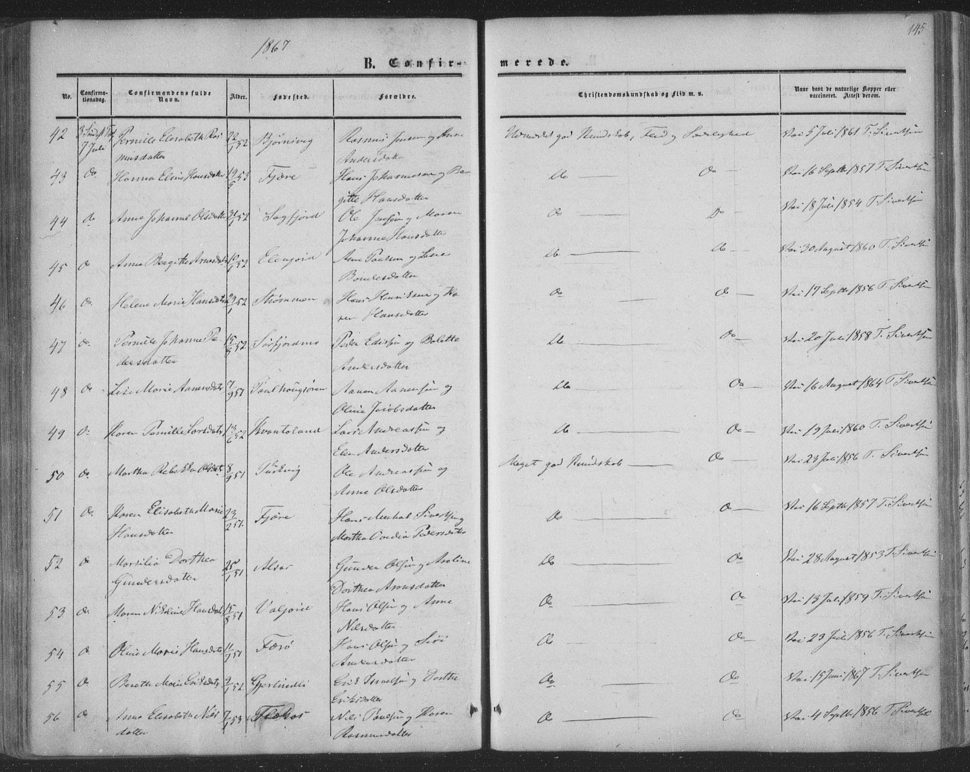 Ministerialprotokoller, klokkerbøker og fødselsregistre - Nordland, AV/SAT-A-1459/853/L0770: Parish register (official) no. 853A09, 1857-1870, p. 145