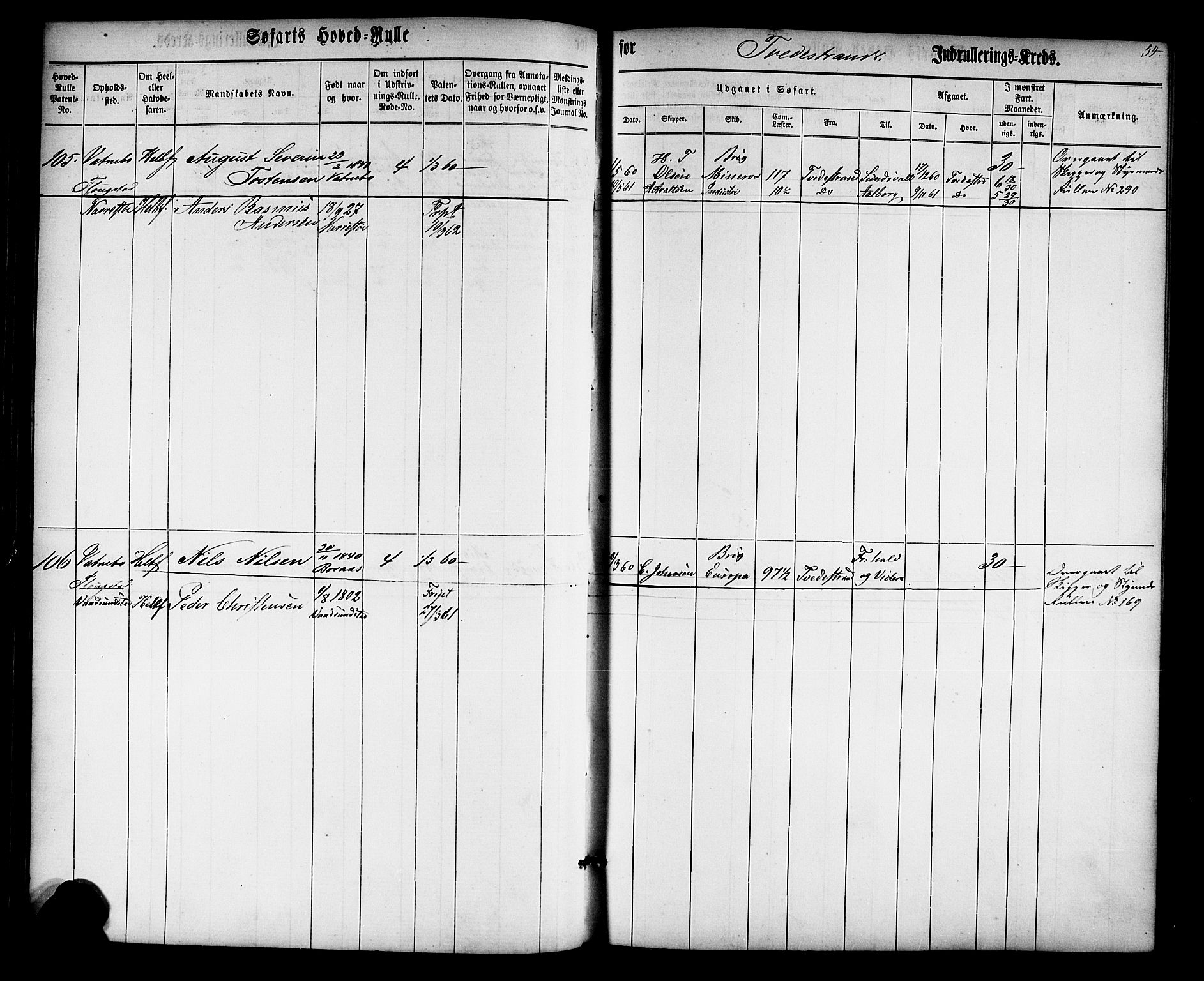 Tvedestrand mønstringskrets, SAK/2031-0011/F/Fb/L0012: Hovedrulle nr 1-574, U-28, 1860-1870, p. 56