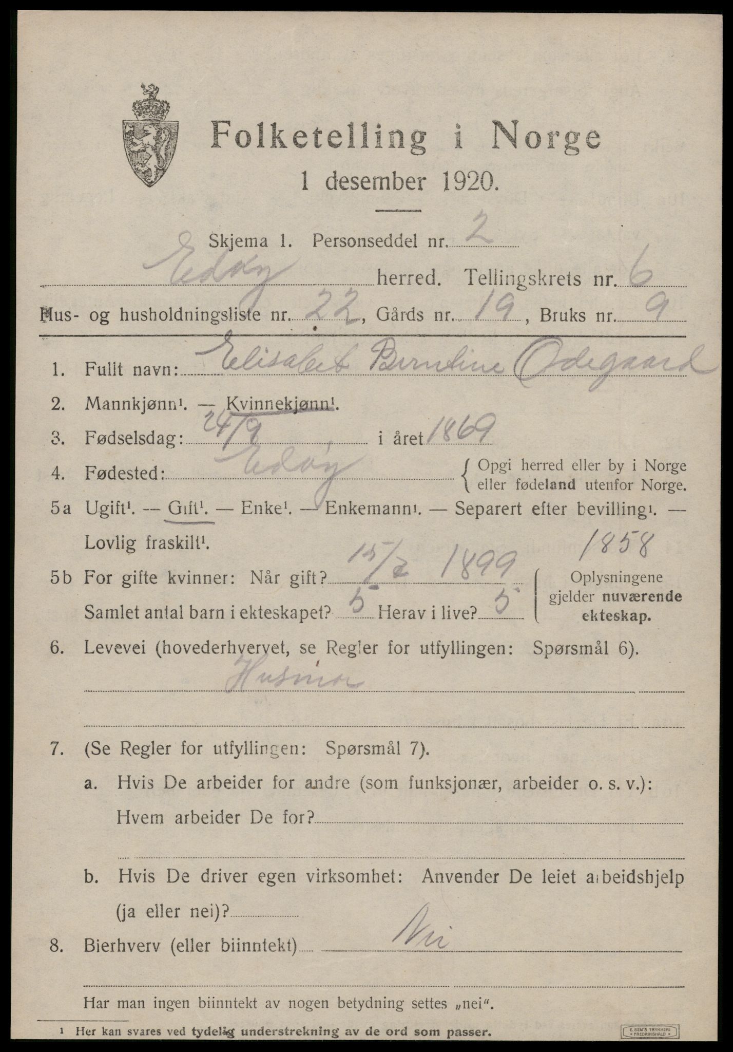 SAT, 1920 census for Edøy, 1920, p. 2028
