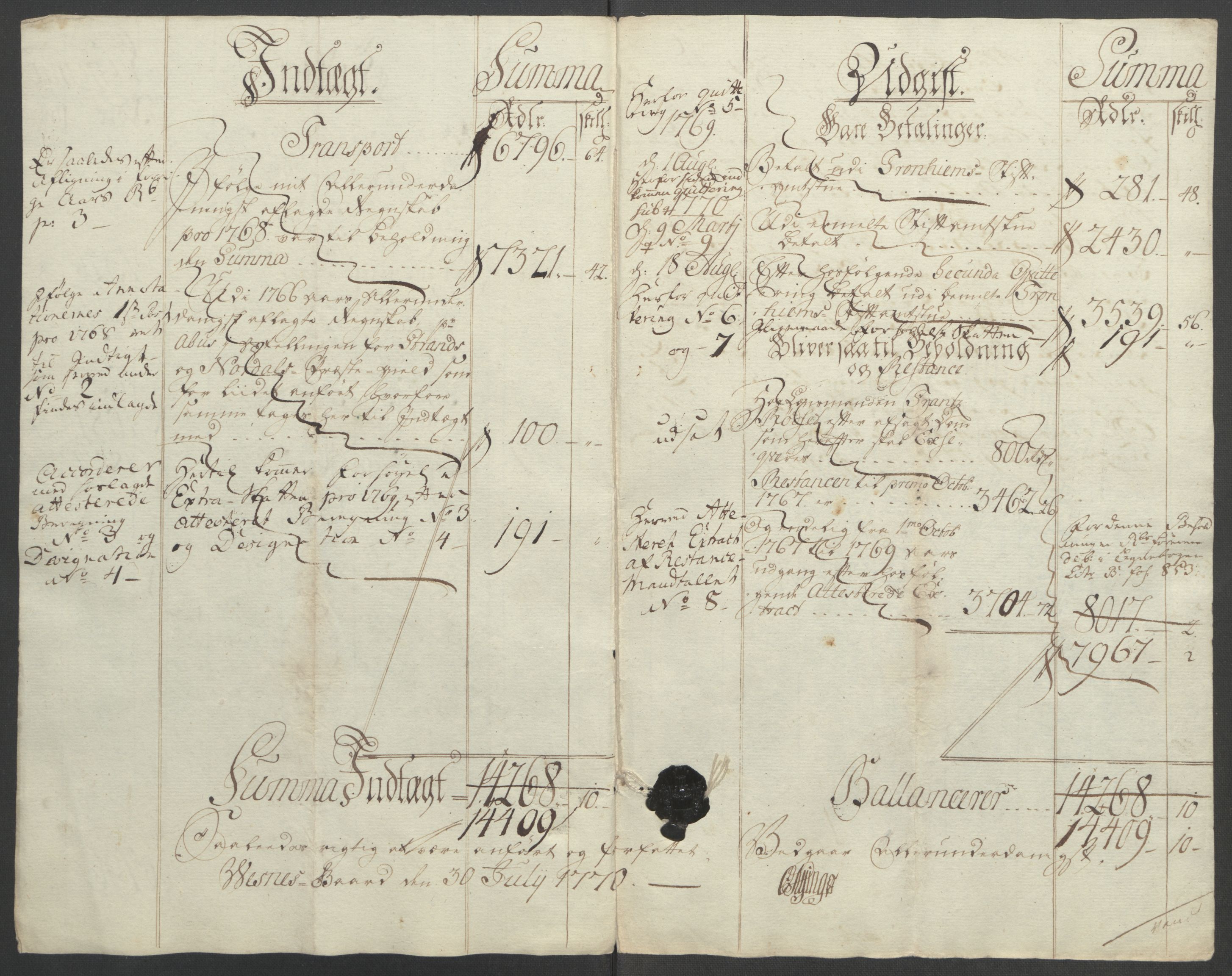 Rentekammeret inntil 1814, Reviderte regnskaper, Fogderegnskap, RA/EA-4092/R54/L3645: Ekstraskatten Sunnmøre, 1762-1772, p. 140