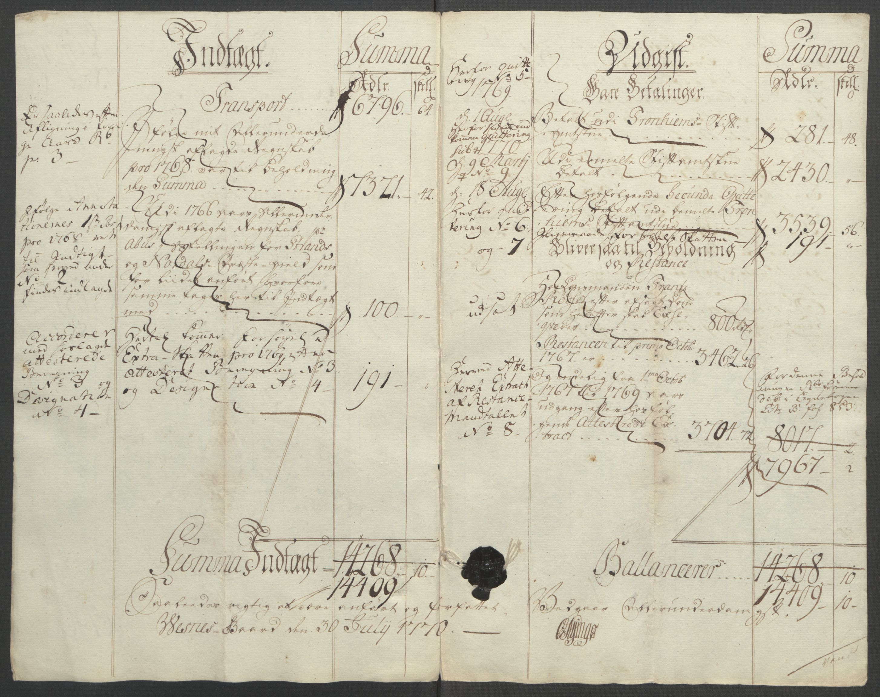 Rentekammeret inntil 1814, Reviderte regnskaper, Fogderegnskap, AV/RA-EA-4092/R54/L3645: Ekstraskatten Sunnmøre, 1762-1772, p. 140