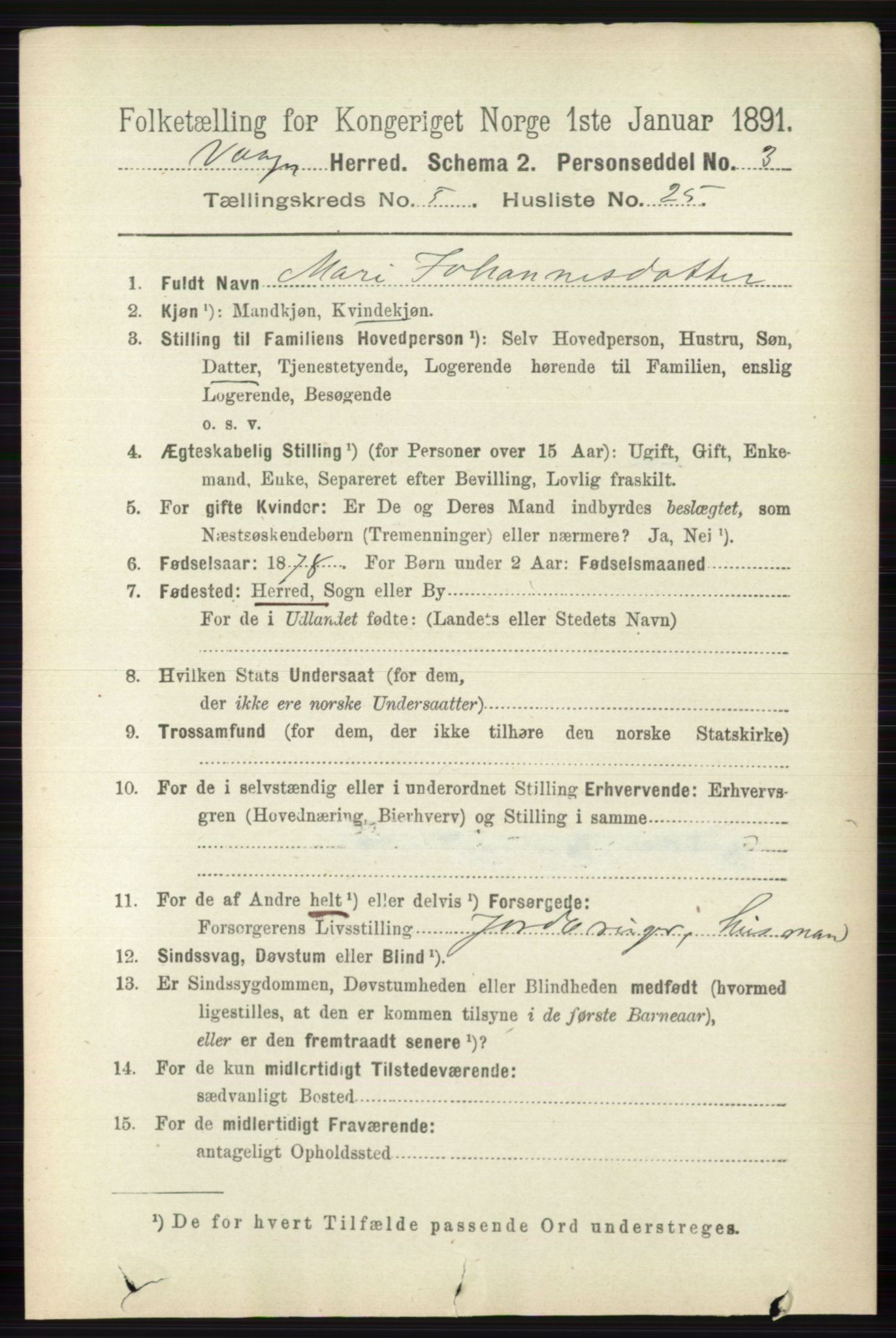 RA, 1891 census for 0515 Vågå, 1891, p. 3507