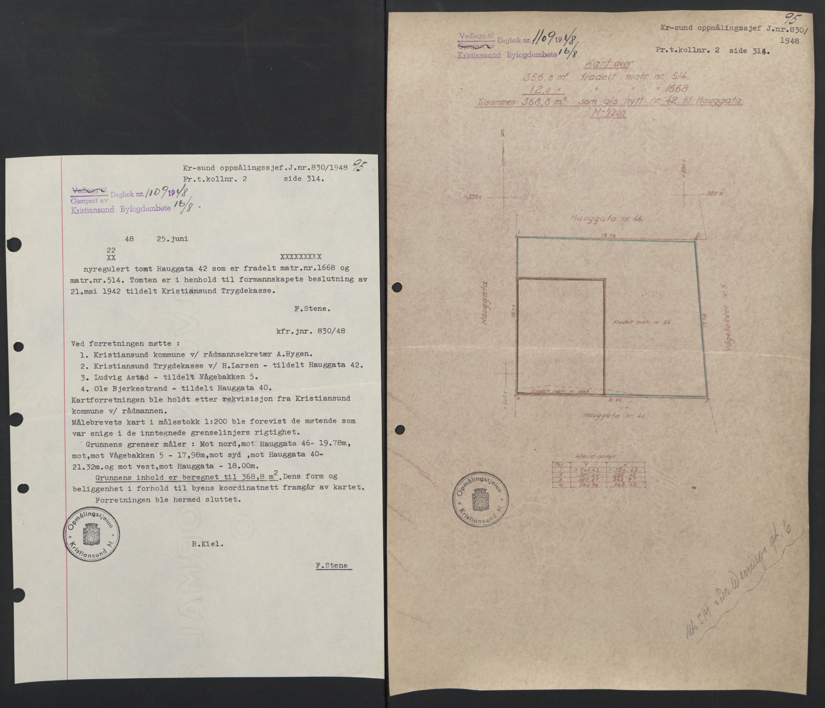 Kristiansund byfogd, AV/SAT-A-4587/A/27: Mortgage book no. 42, 1947-1950, Diary no: : 1109/1948