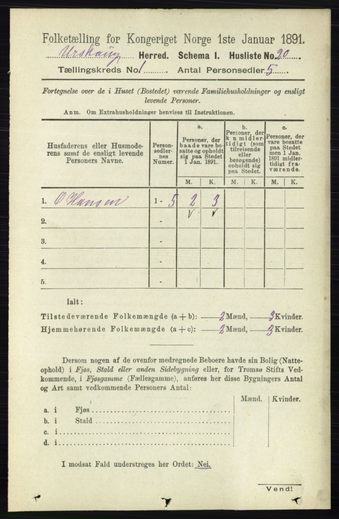 RA, 1891 census for 0224 Aurskog, 1891, p. 49