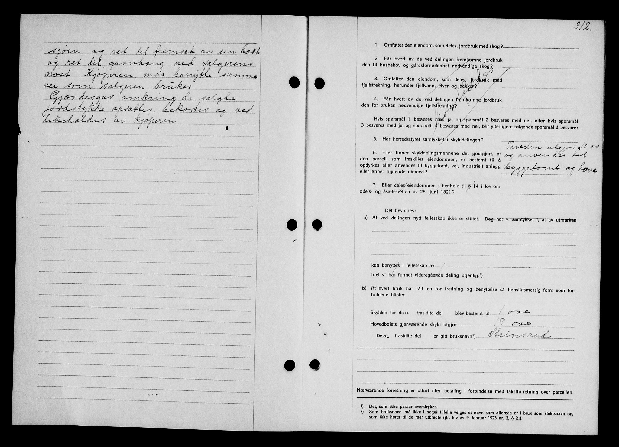 Fosen sorenskriveri, AV/SAT-A-1107/1/2/2C/L0067: Mortgage book no. 58, 1928-1929, p. 312, Deed date: 05.11.1928