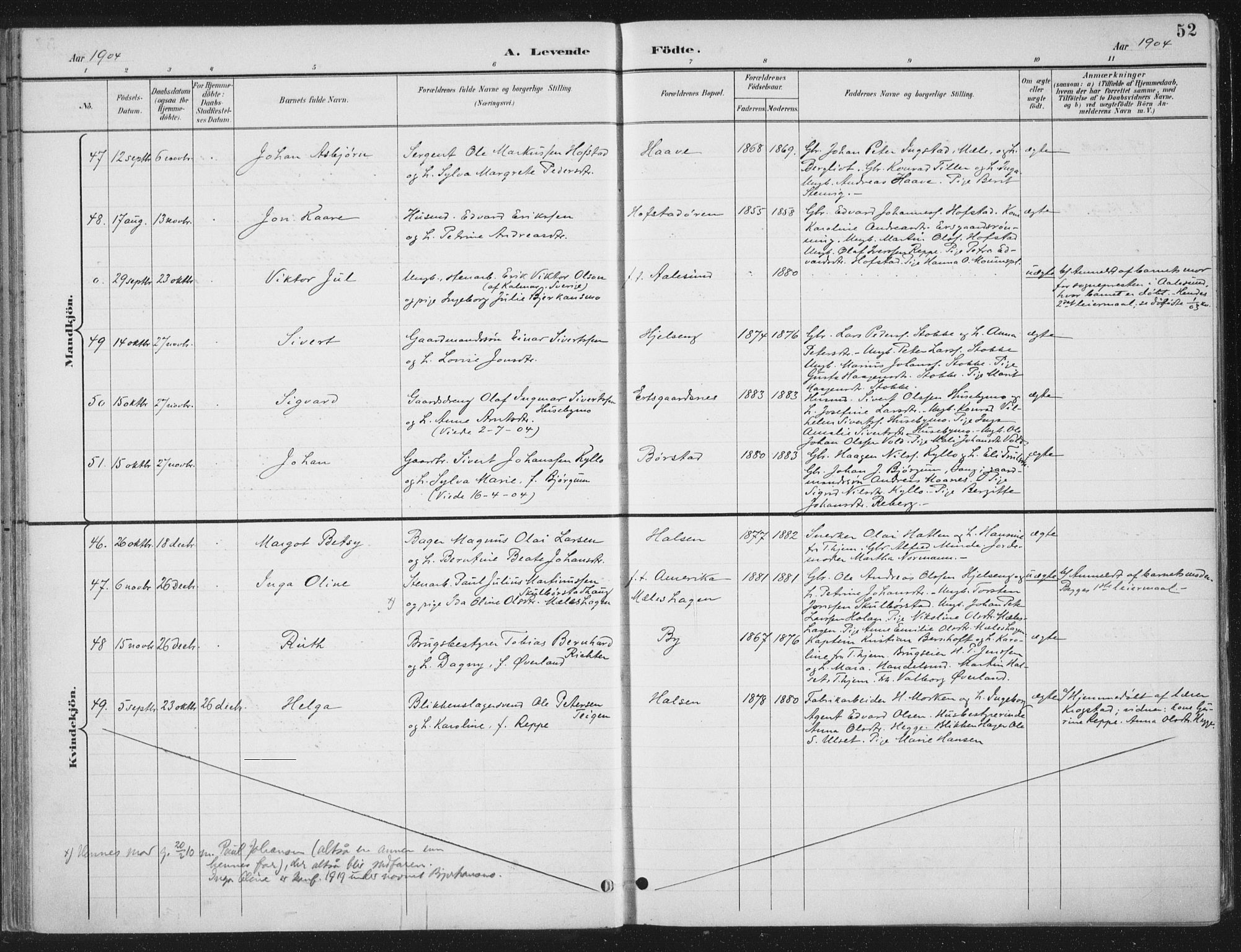 Ministerialprotokoller, klokkerbøker og fødselsregistre - Nord-Trøndelag, SAT/A-1458/709/L0082: Parish register (official) no. 709A22, 1896-1916, p. 52