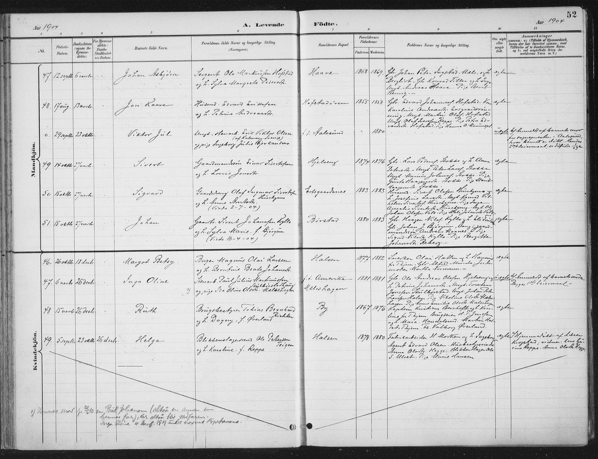 Ministerialprotokoller, klokkerbøker og fødselsregistre - Nord-Trøndelag, AV/SAT-A-1458/709/L0082: Parish register (official) no. 709A22, 1896-1916, p. 52