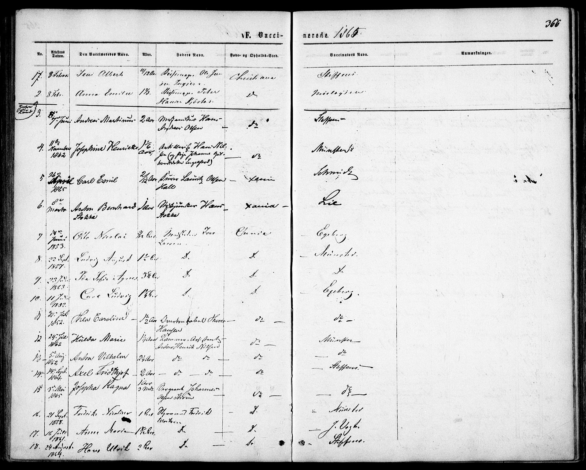 Garnisonsmenigheten Kirkebøker, SAO/A-10846/F/Fa/L0010: Parish register (official) no. 10, 1859-1869, p. 366