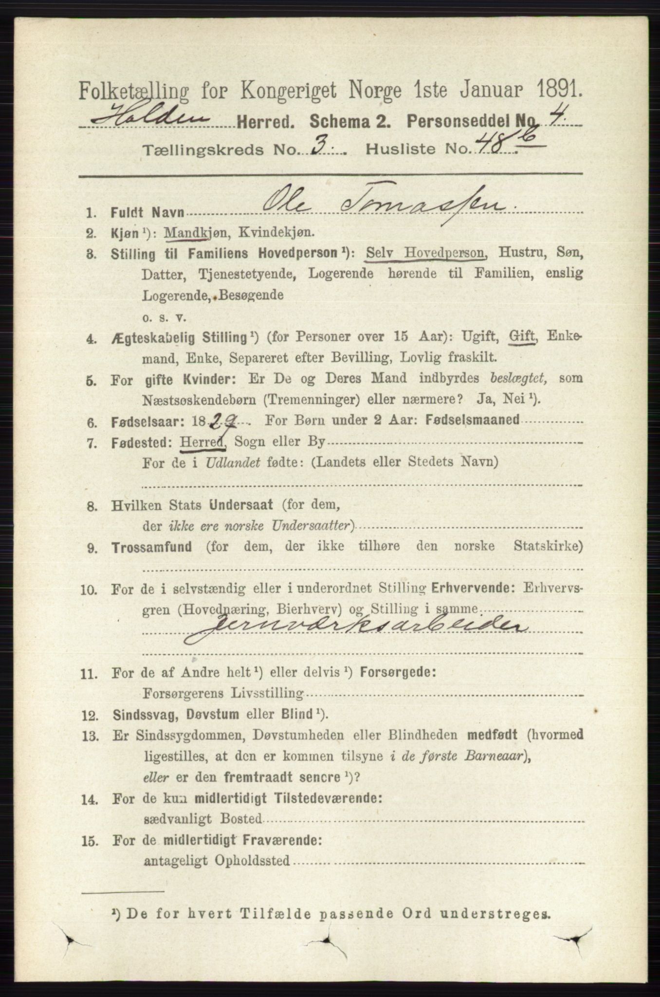 RA, 1891 census for 0819 Holla, 1891, p. 1885