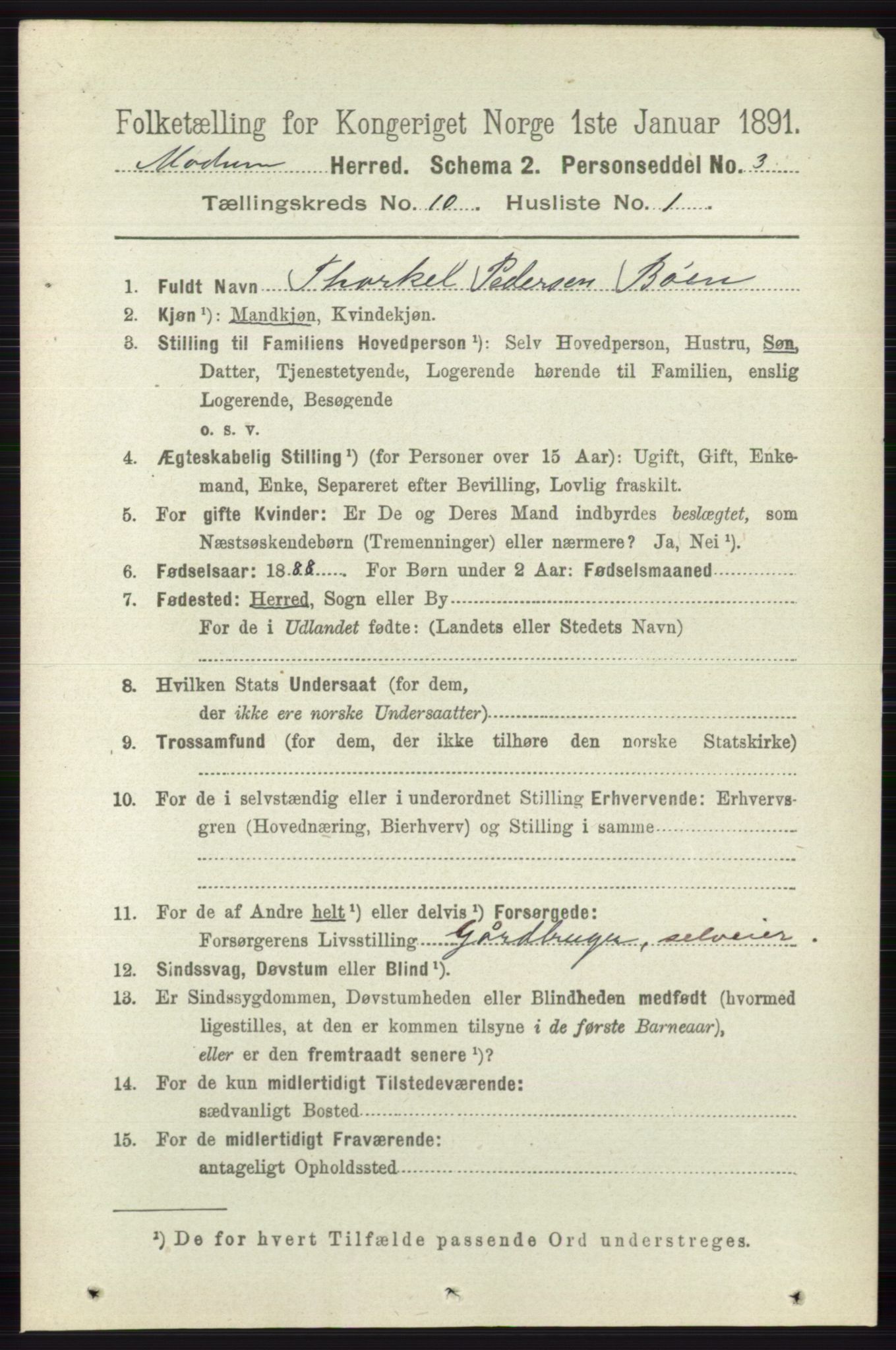 RA, 1891 census for 0623 Modum, 1891, p. 3973