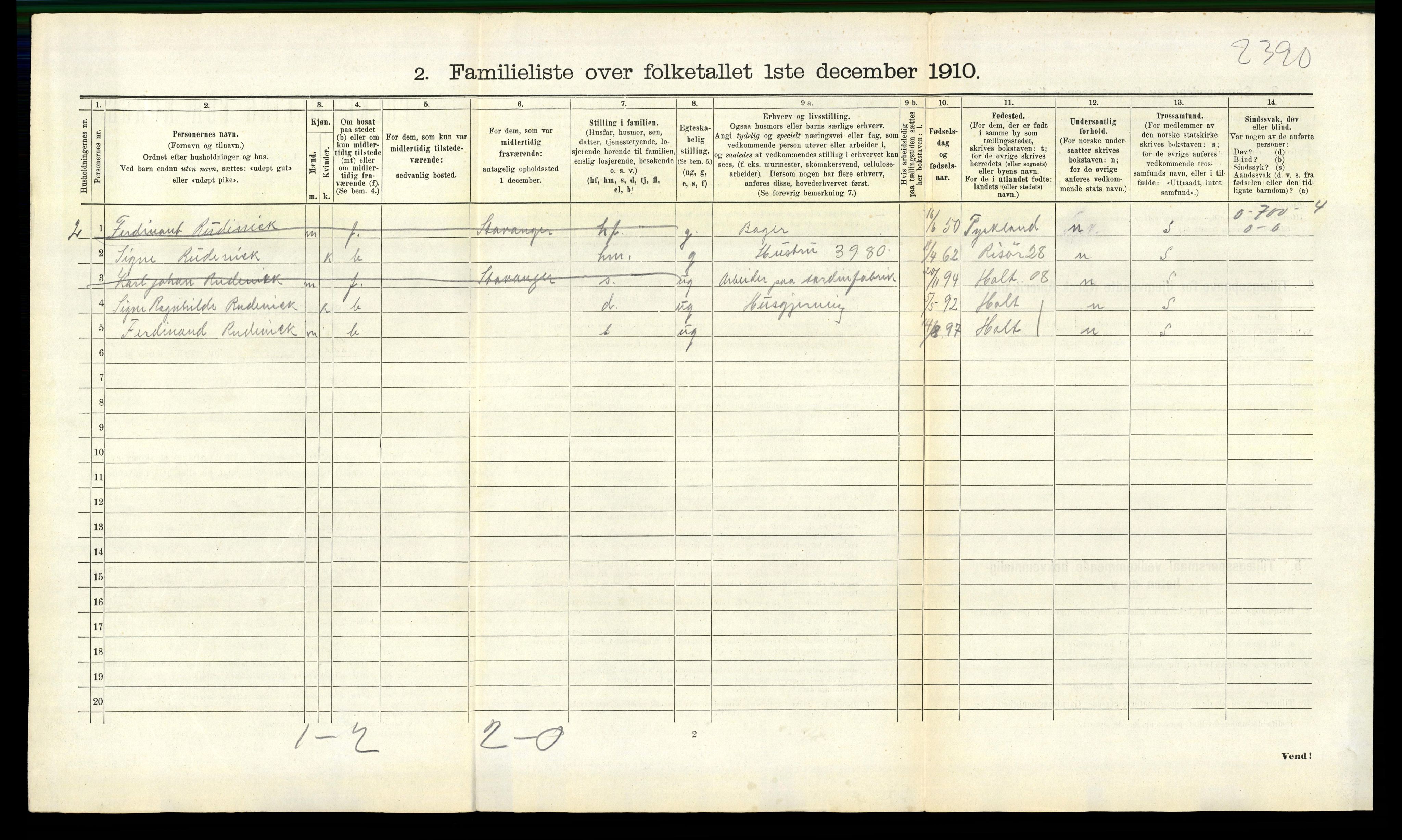 RA, 1910 census for Arendal, 1910, p. 3504