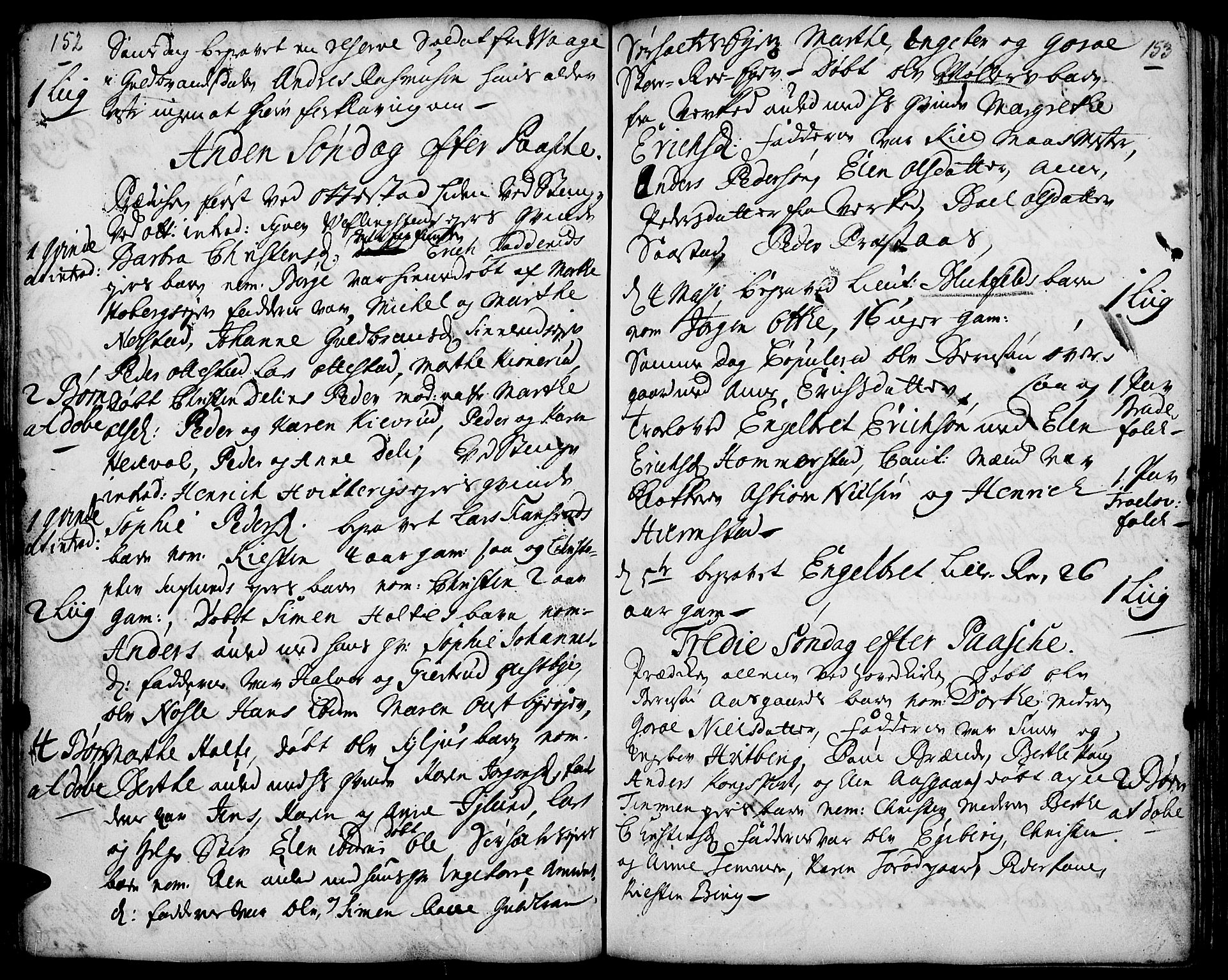 Stange prestekontor, AV/SAH-PREST-002/K/L0001: Parish register (official) no. 1, 1714-1722, p. 152-153