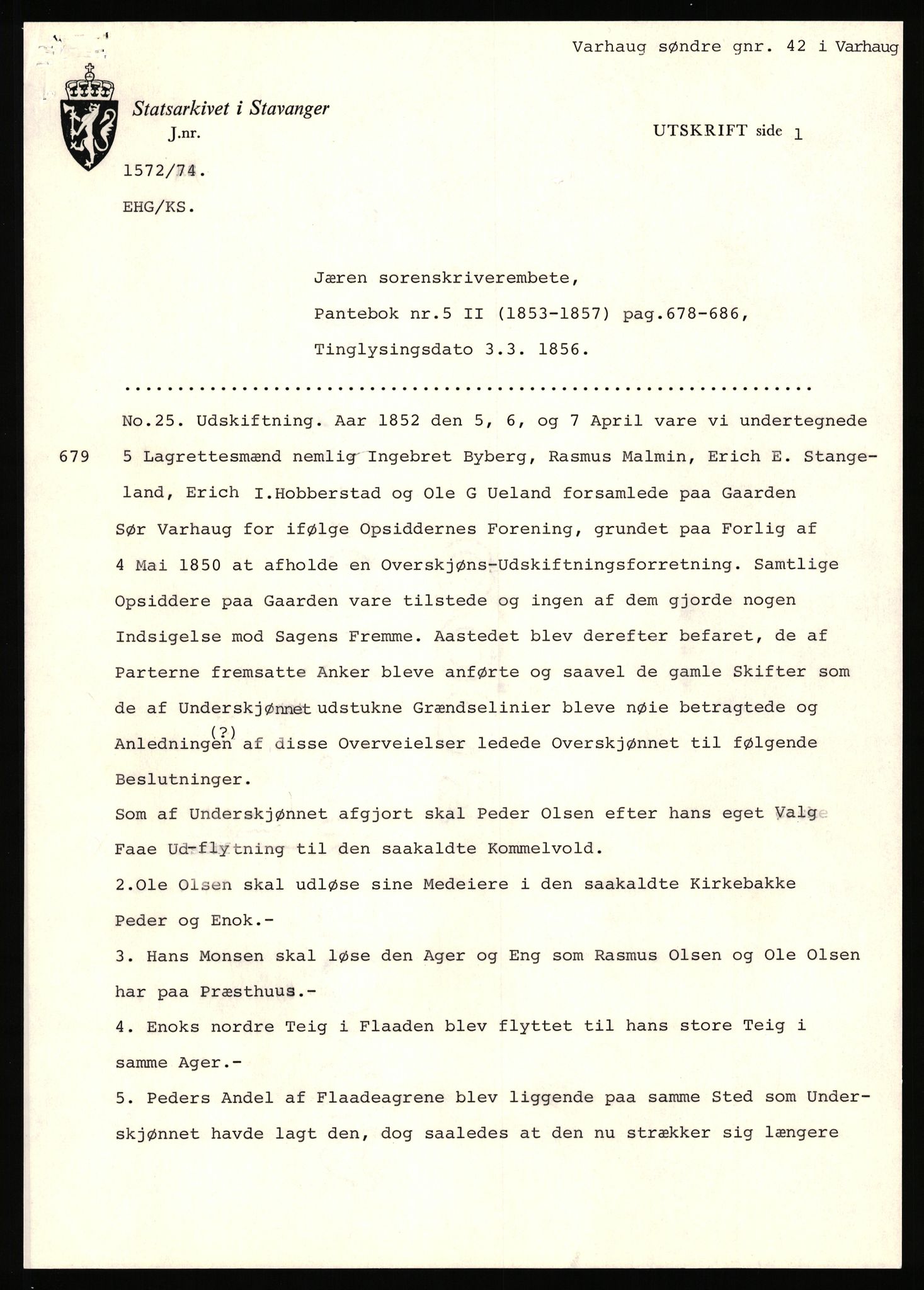 Statsarkivet i Stavanger, AV/SAST-A-101971/03/Y/Yj/L0092: Avskrifter sortert etter gårdsnavn: Varhaug søndre - Vatnemoholmene, 1750-1930, p. 2
